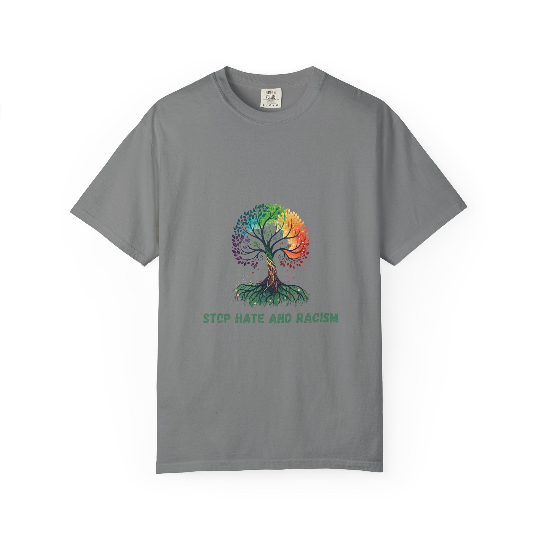 Stop Hate and Racism Tree T-Shirt — Rainbow Unity Tee