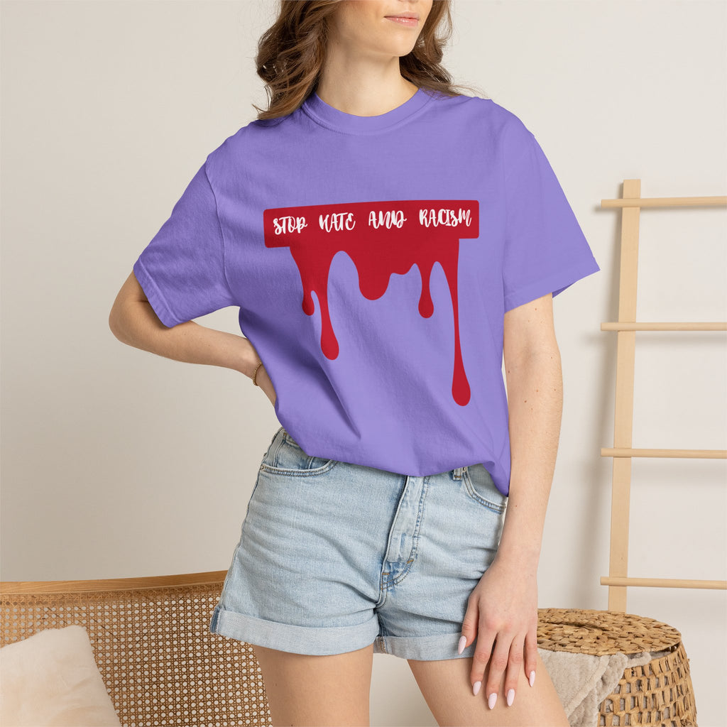 T-Shirt “Stop Hate, End Racism” Dripping Blood Graphic Tee