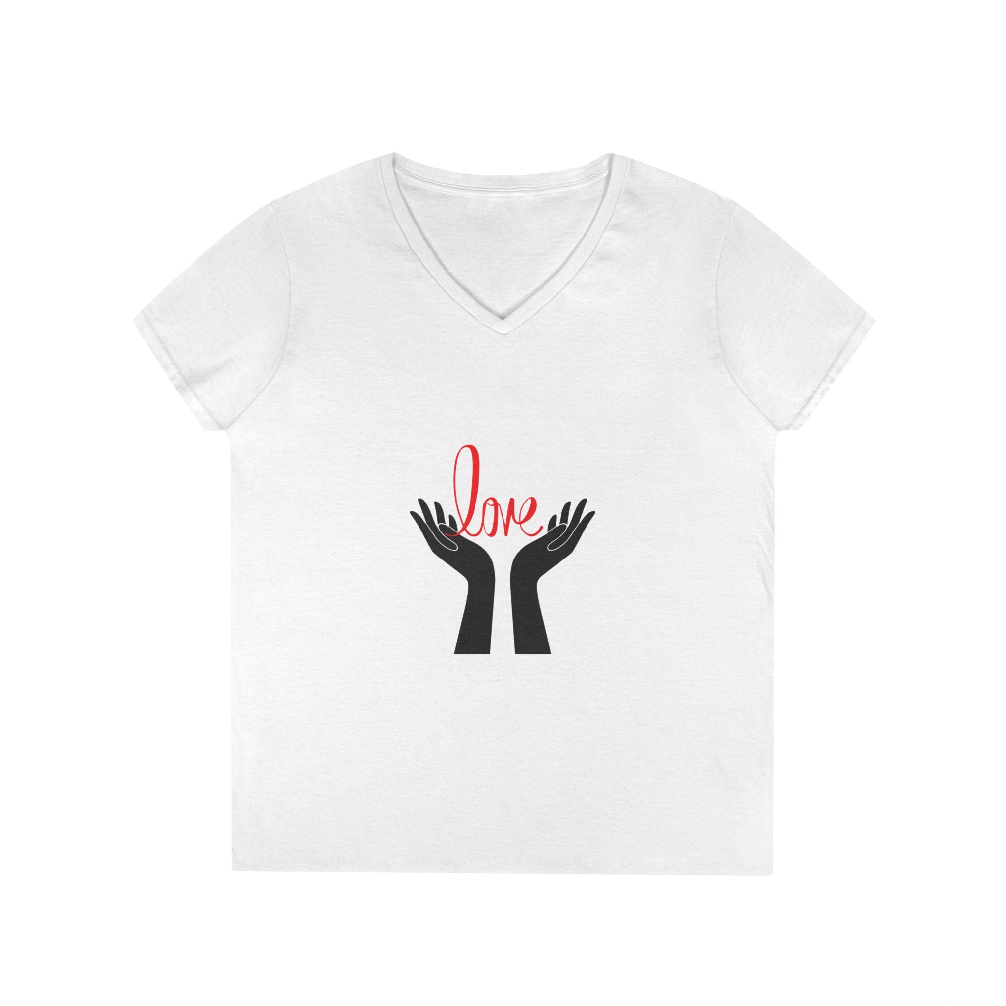Love Hands V-Neck Tee — Women's Graphic Love T-Shirt