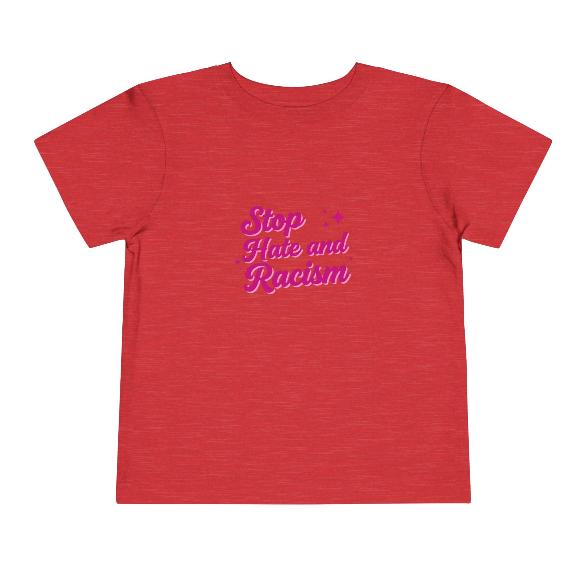 Toddler Tee "Stop Hate and Racism" — Pink Social Justice Kids Shirt