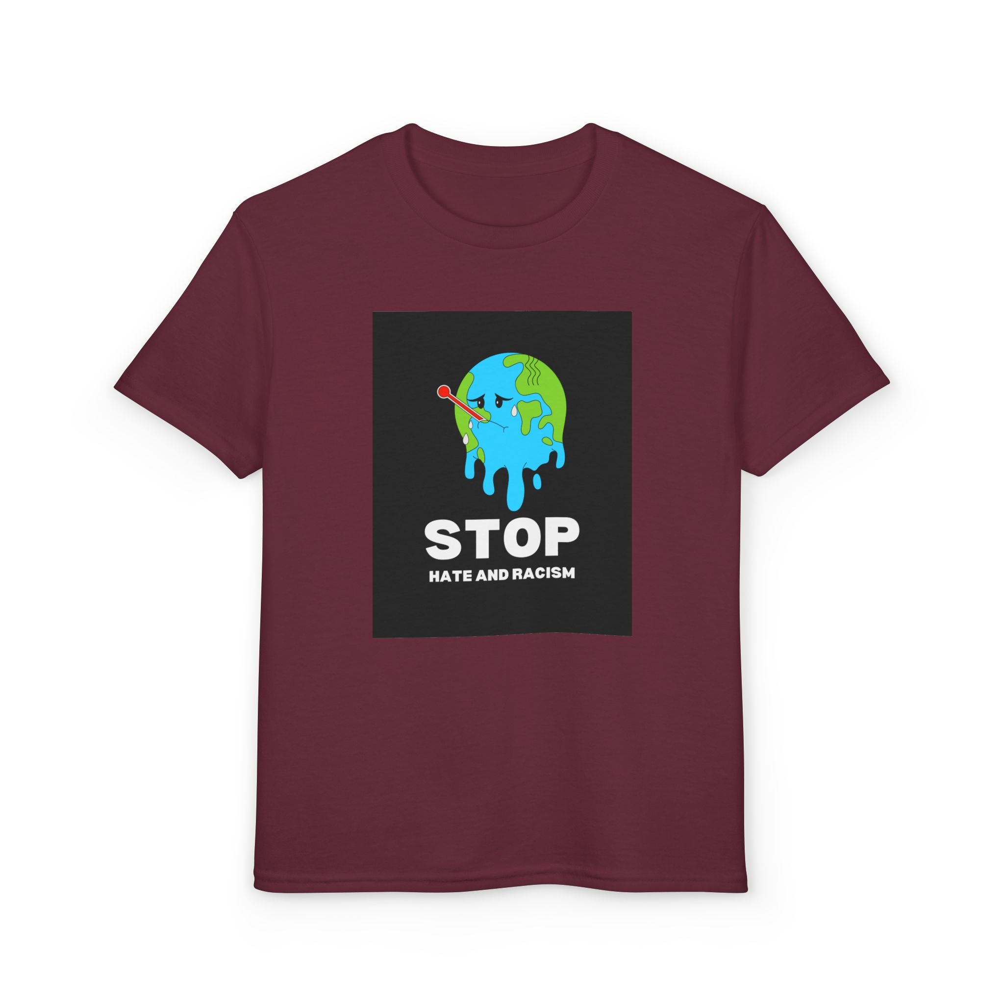 Youth T-Shirt — "STOP Hate and Racism" Earth Graphic Anti-Racism Tee