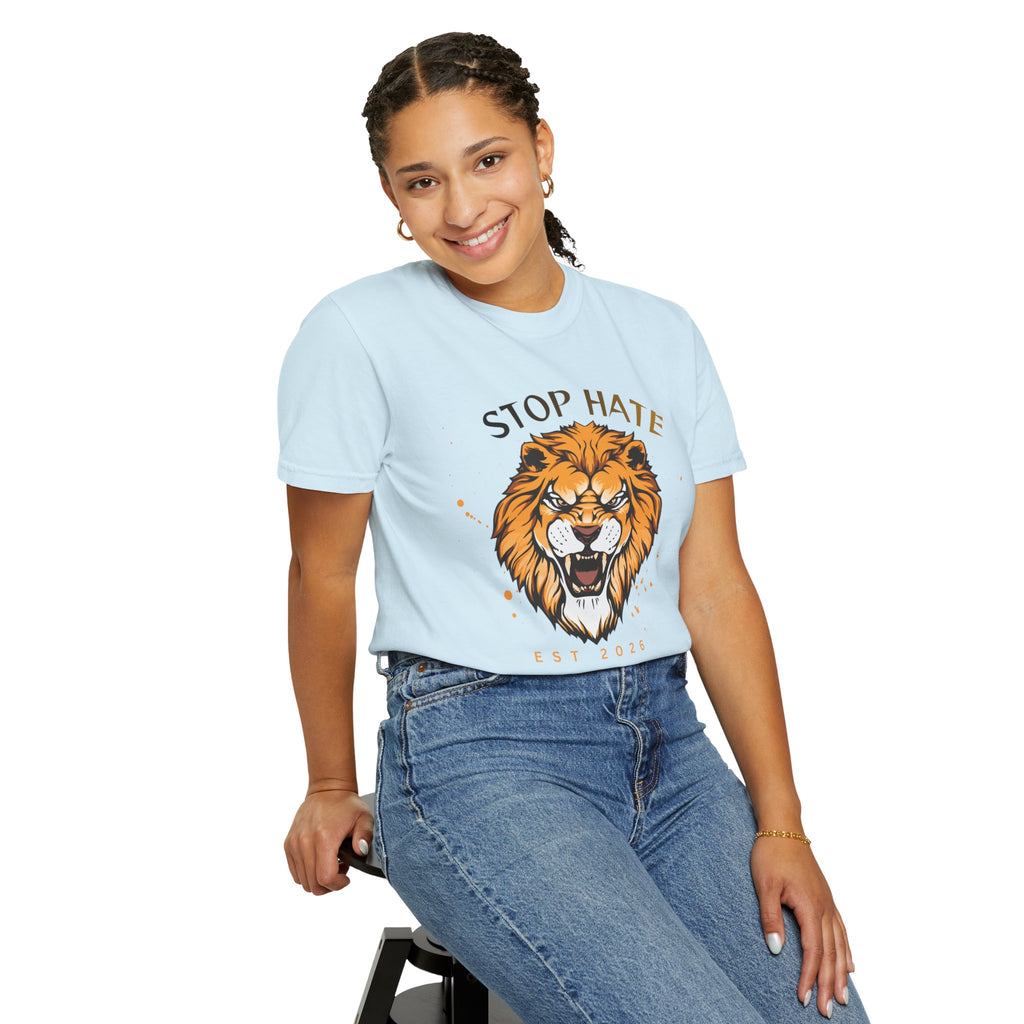 Stop Hate Lion T-Shirt — "Stop Racism and Violence" Statement Tee