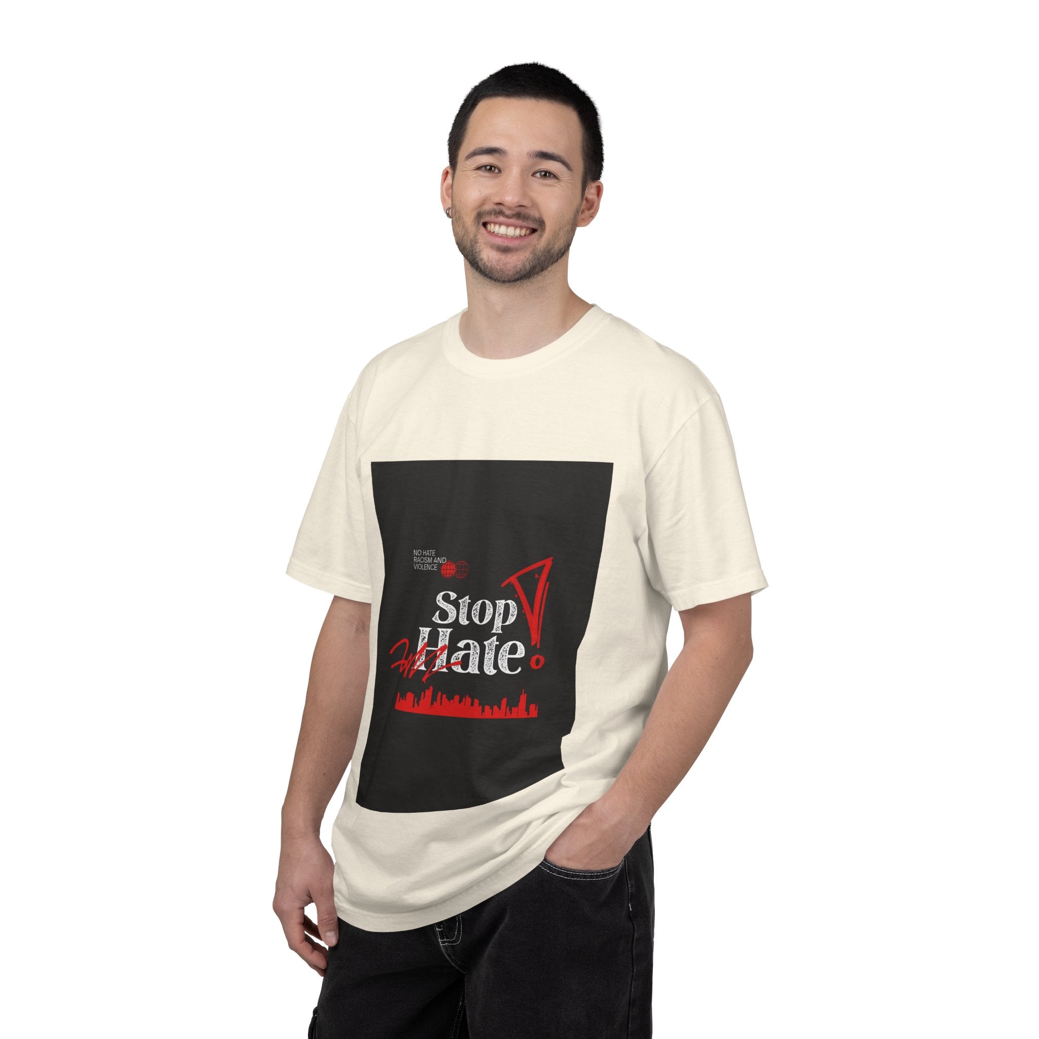 Stop Hate T-Shirt — Anti-Hate Protest Tee with Megaphone Graphic