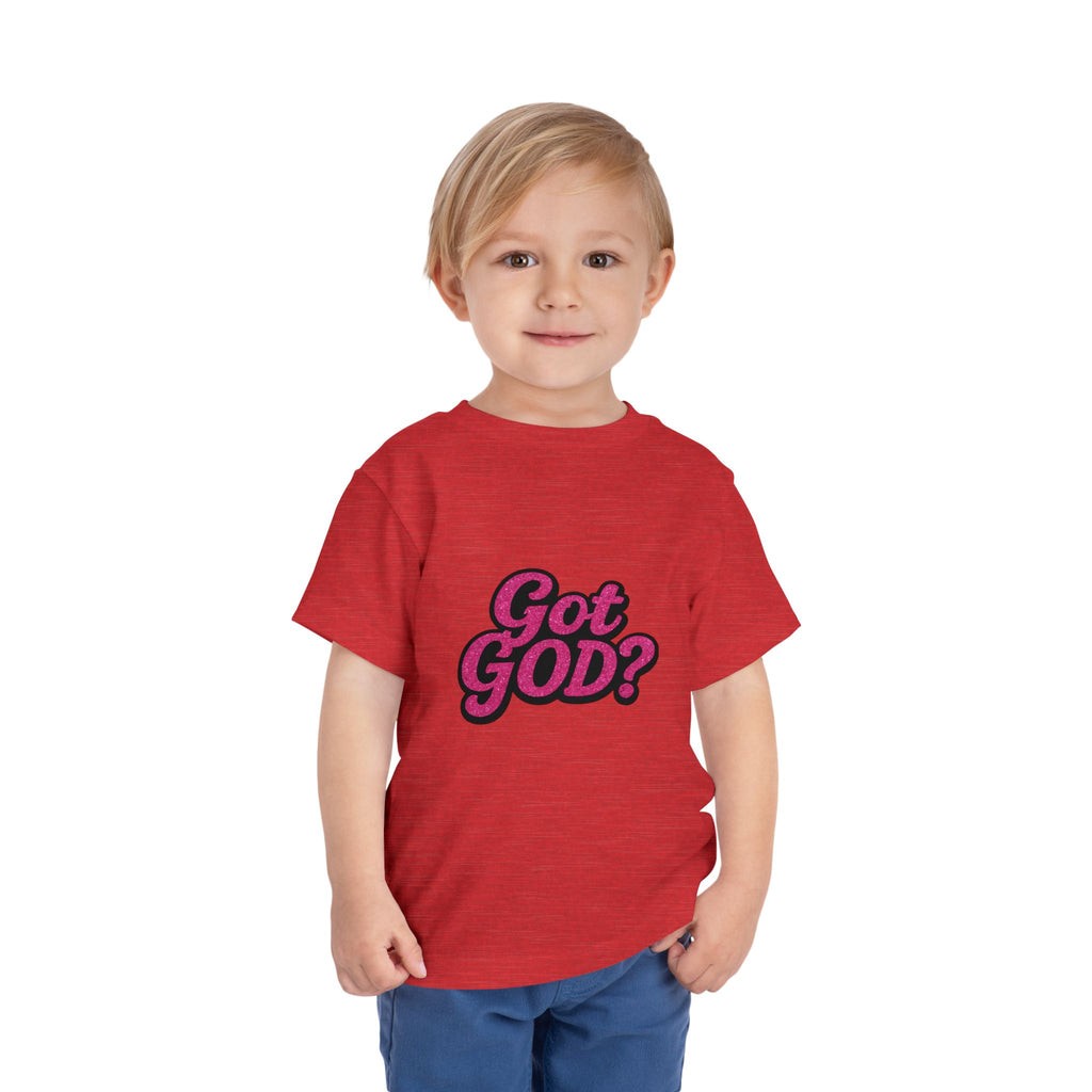 Toddler Tee - "Got GOD?" Pink Retro Christian Graphic Shirt