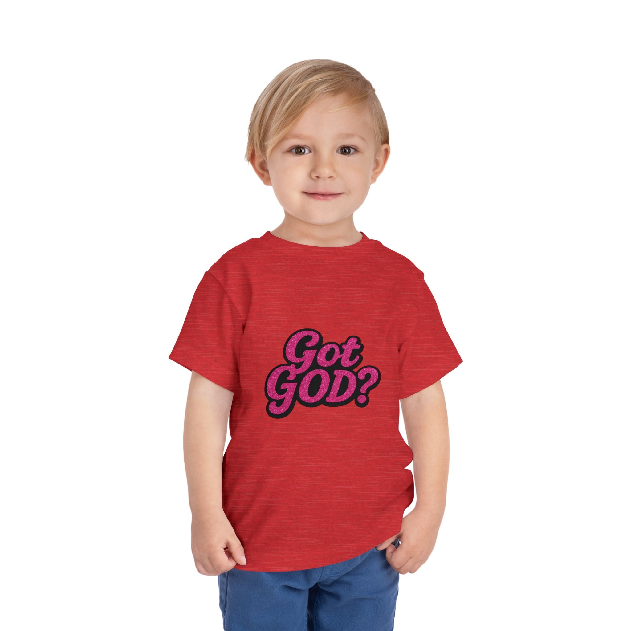 Toddler Tee - "Got GOD?" Pink Retro Christian Graphic Shirt