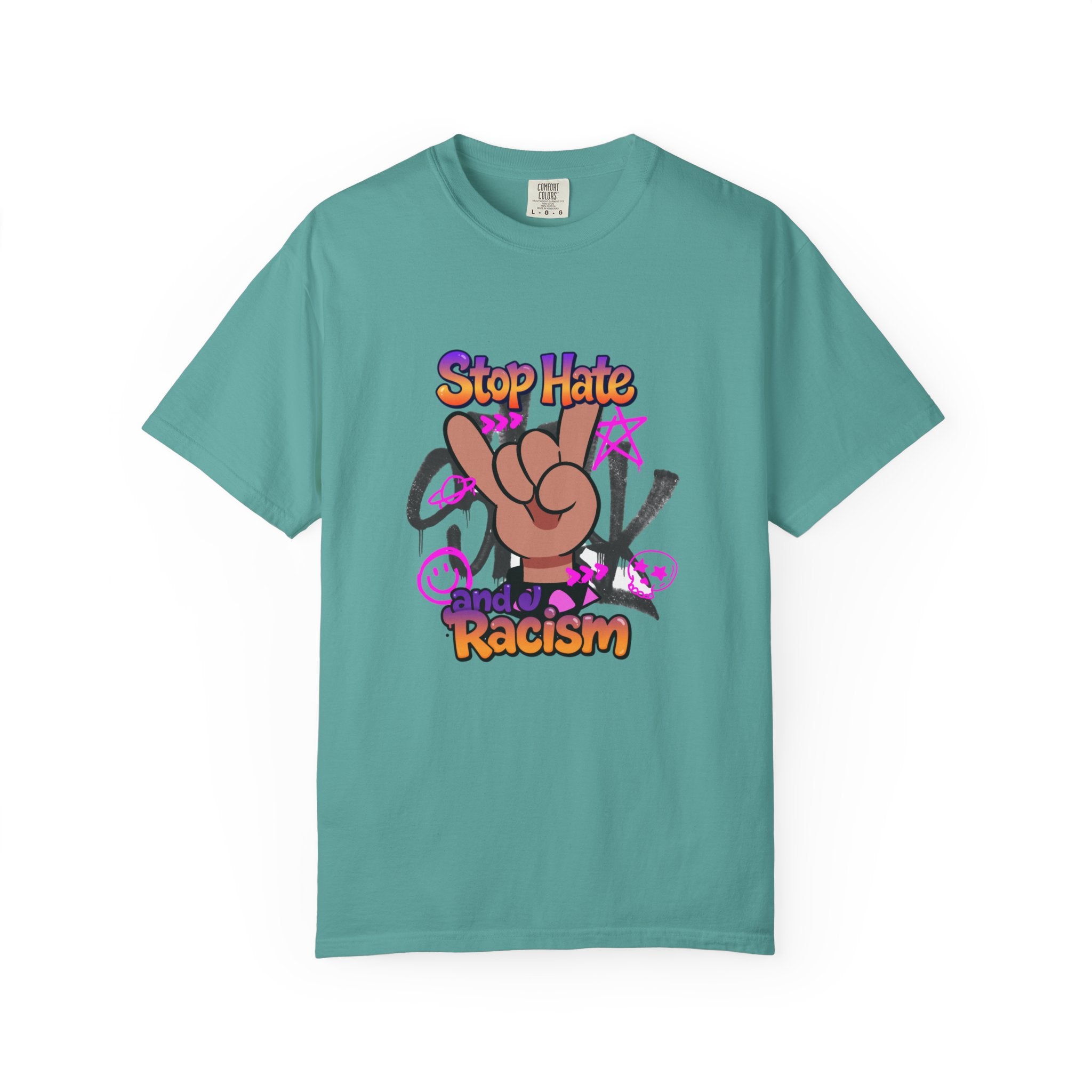 Stop Hate and Racism Graphic T-Shirt – Anti-Racism Solidarity Tee