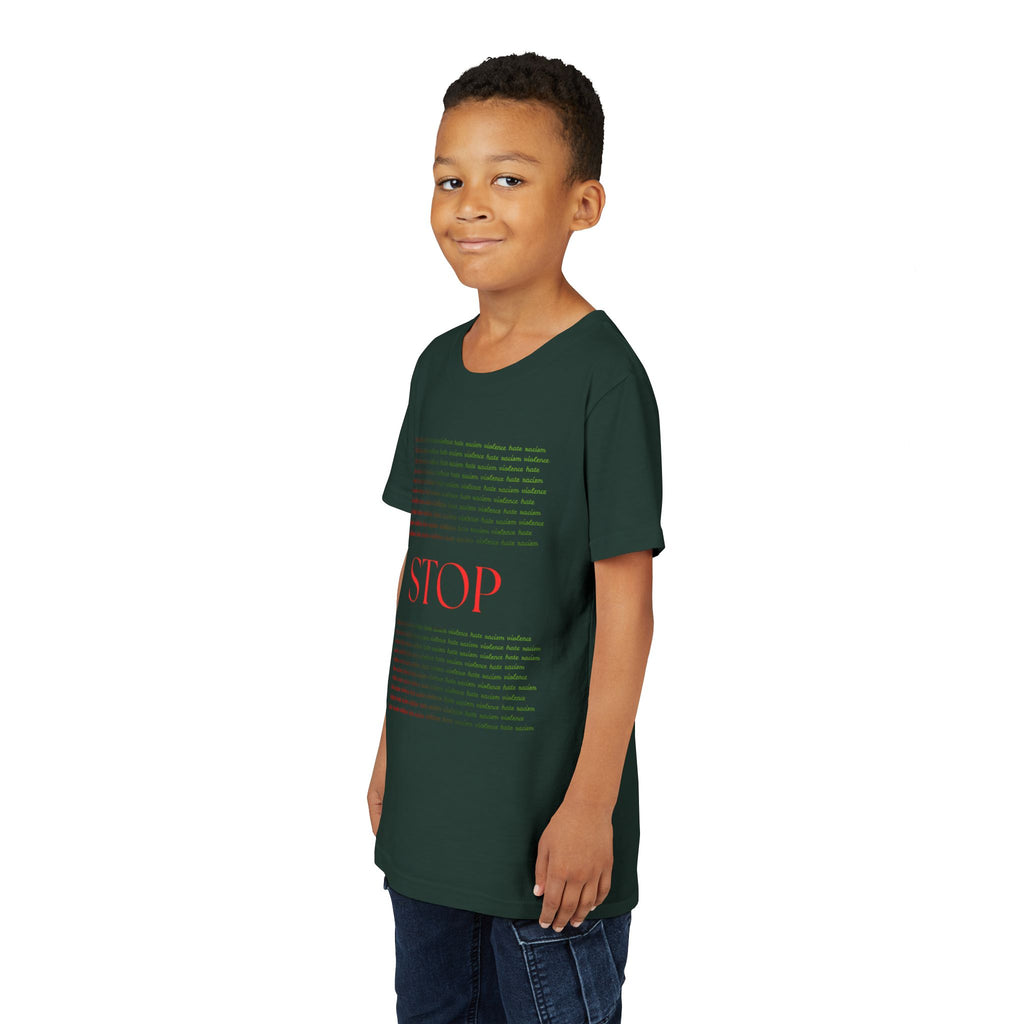 Youth Tee — Bold Yellow 'STOP' Graphic Kids T‑Shirt