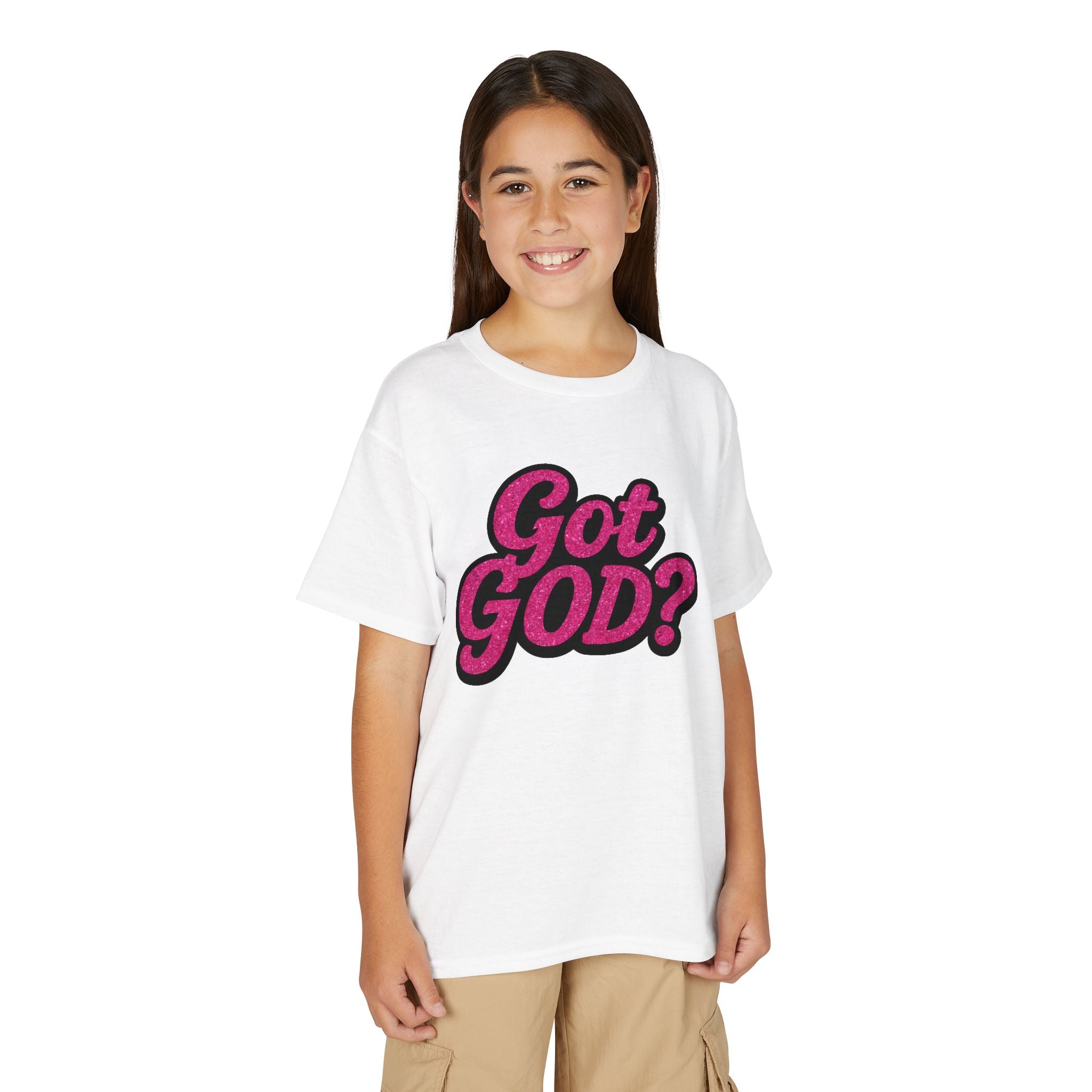 Youth T-Shirt — "Got GOD?" Pink Retro Faith Graphic