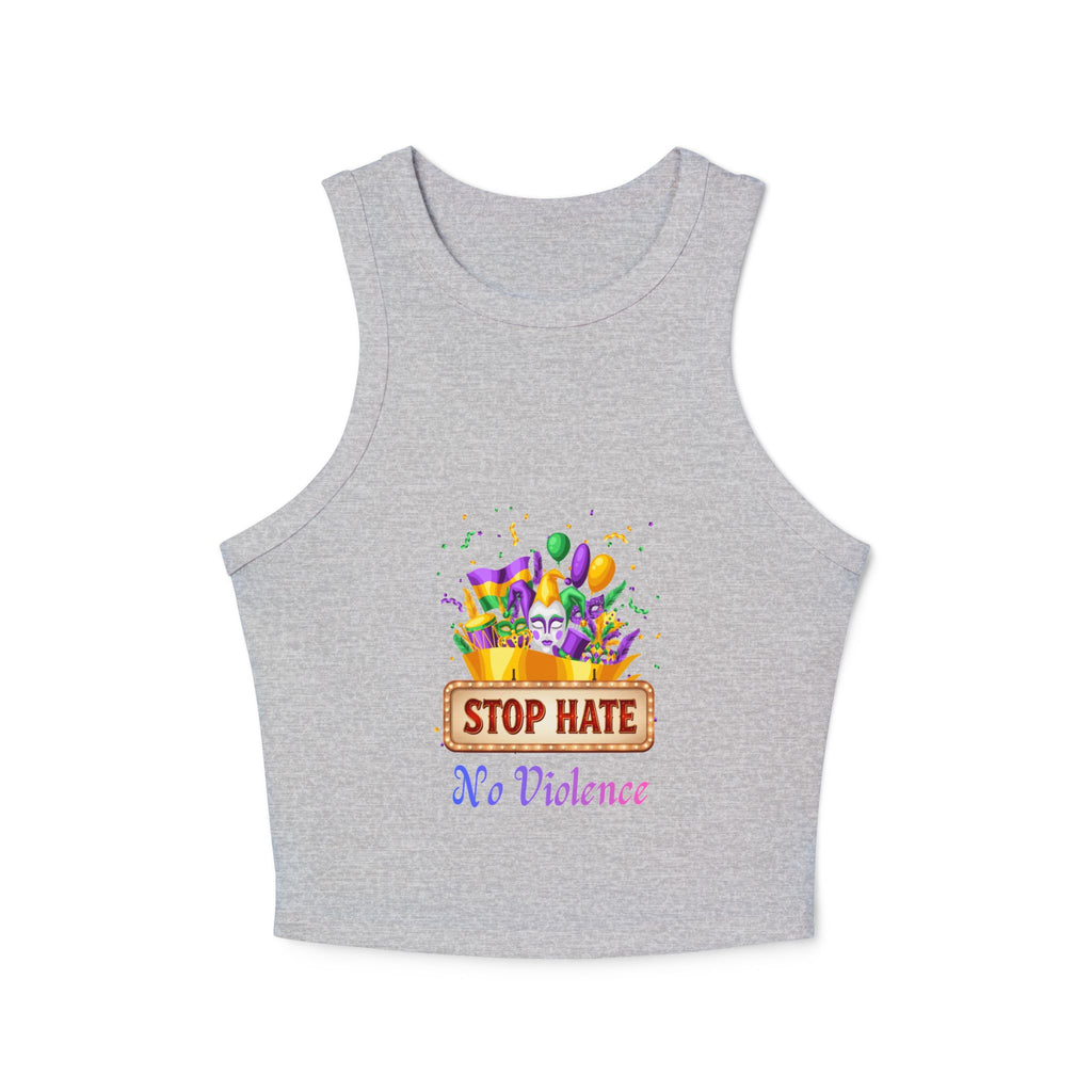 Racer Tank Top — "Stop Hate No Violence" Pride-Inspired Peace Tee