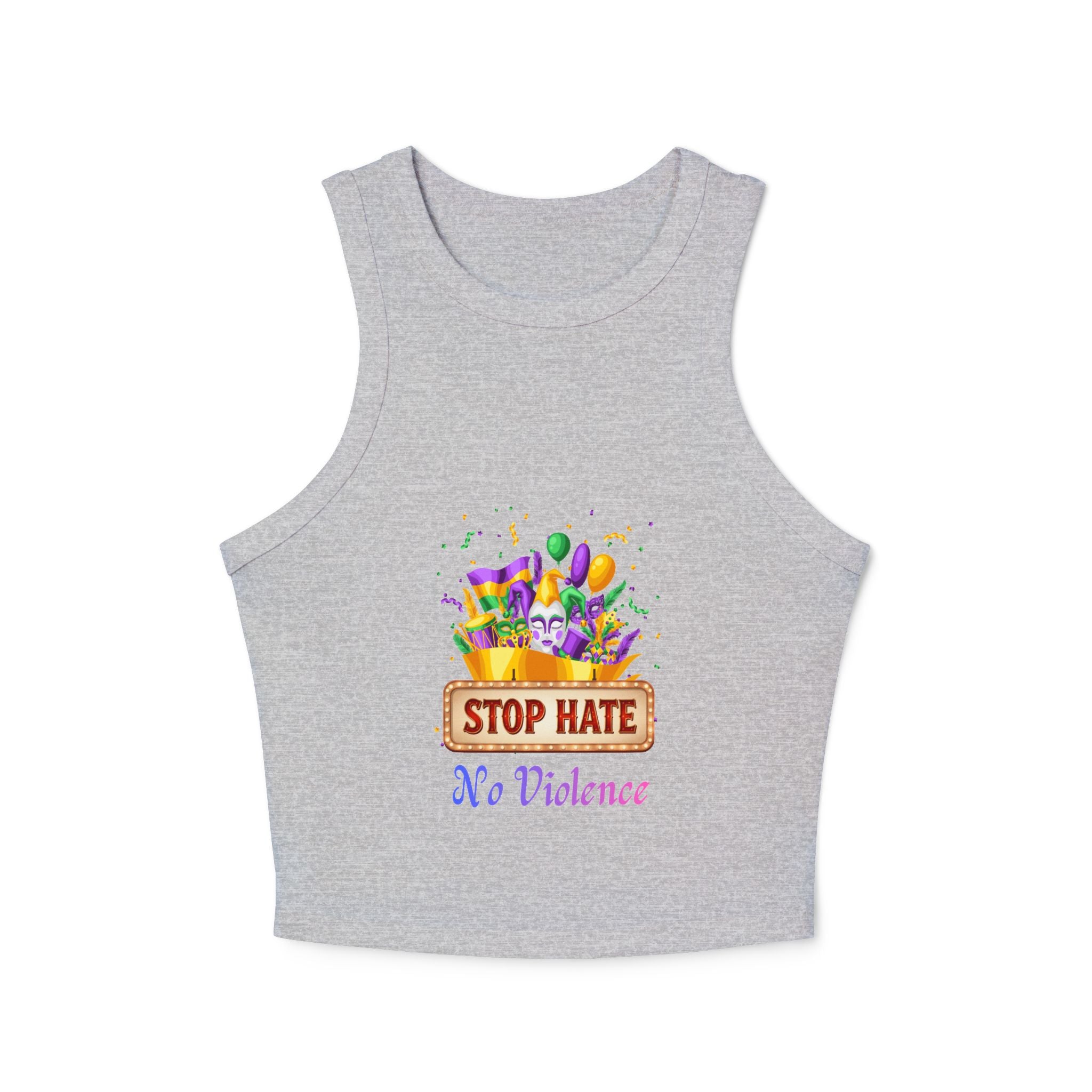Racer Tank Top — "Stop Hate No Violence" Pride-Inspired Peace Tee