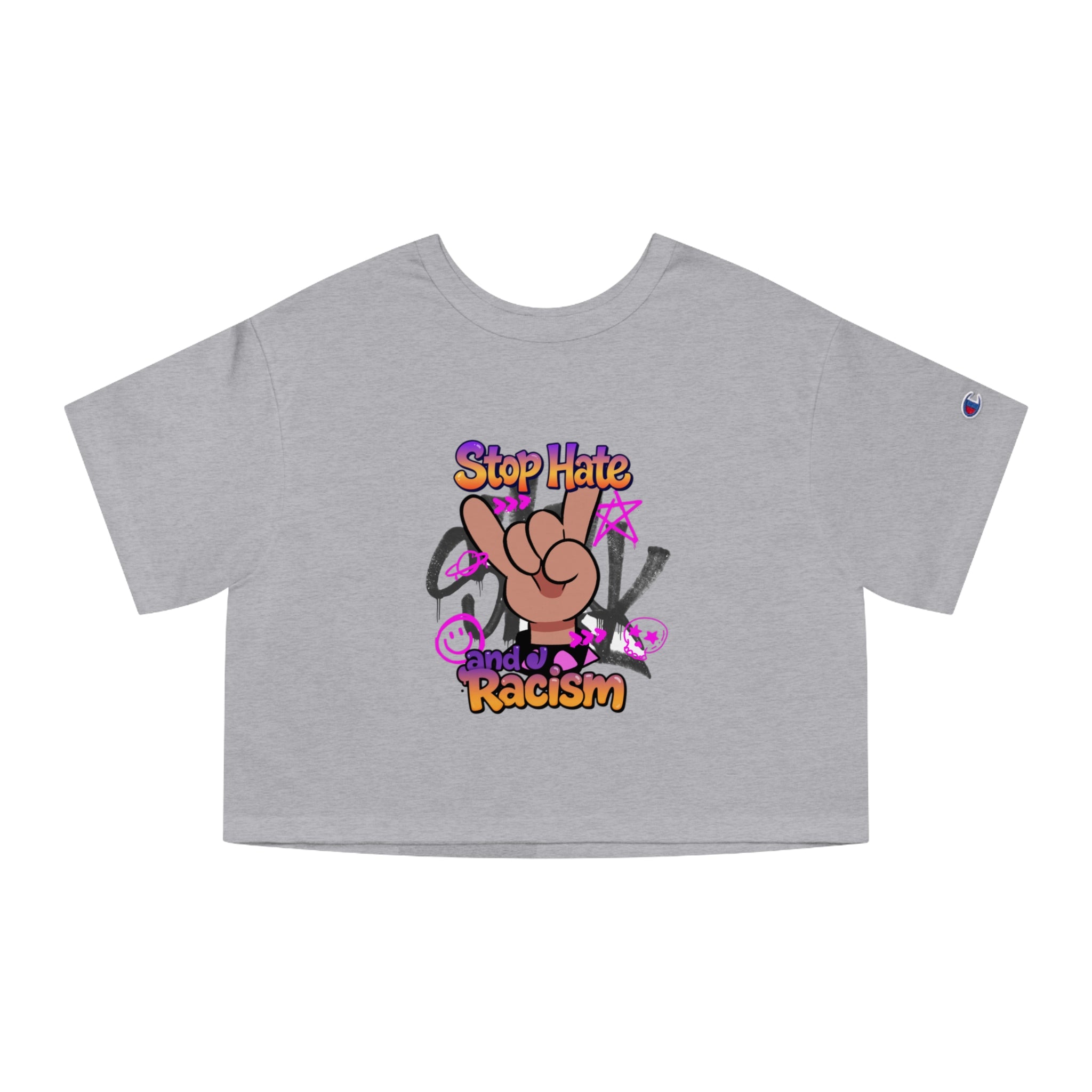 Stop Hate and Racism Graphic Cropped Tee