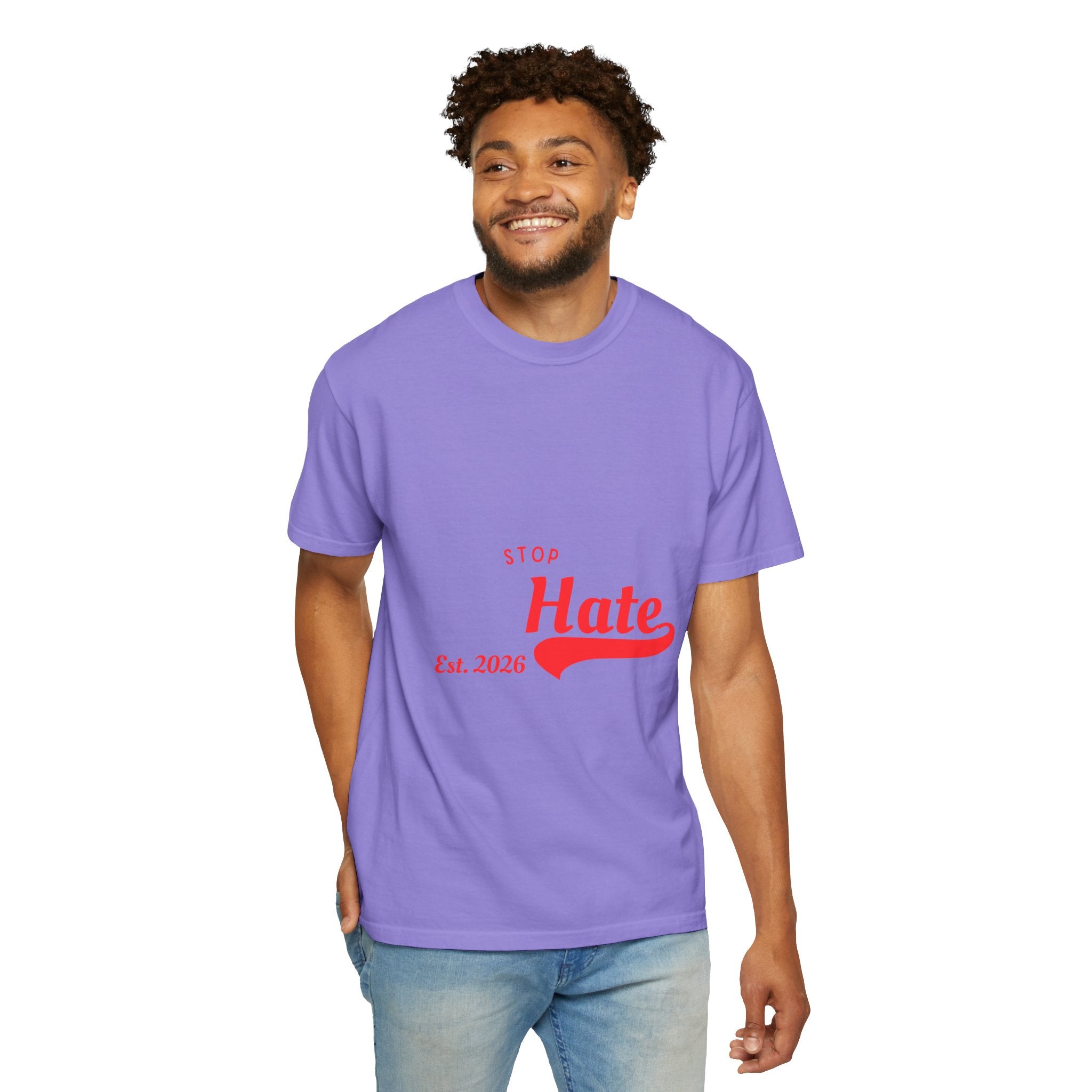 Stop Hate T-Shirt — Retro Script 'Est. 2026' Anti-Hate Graphic Tee