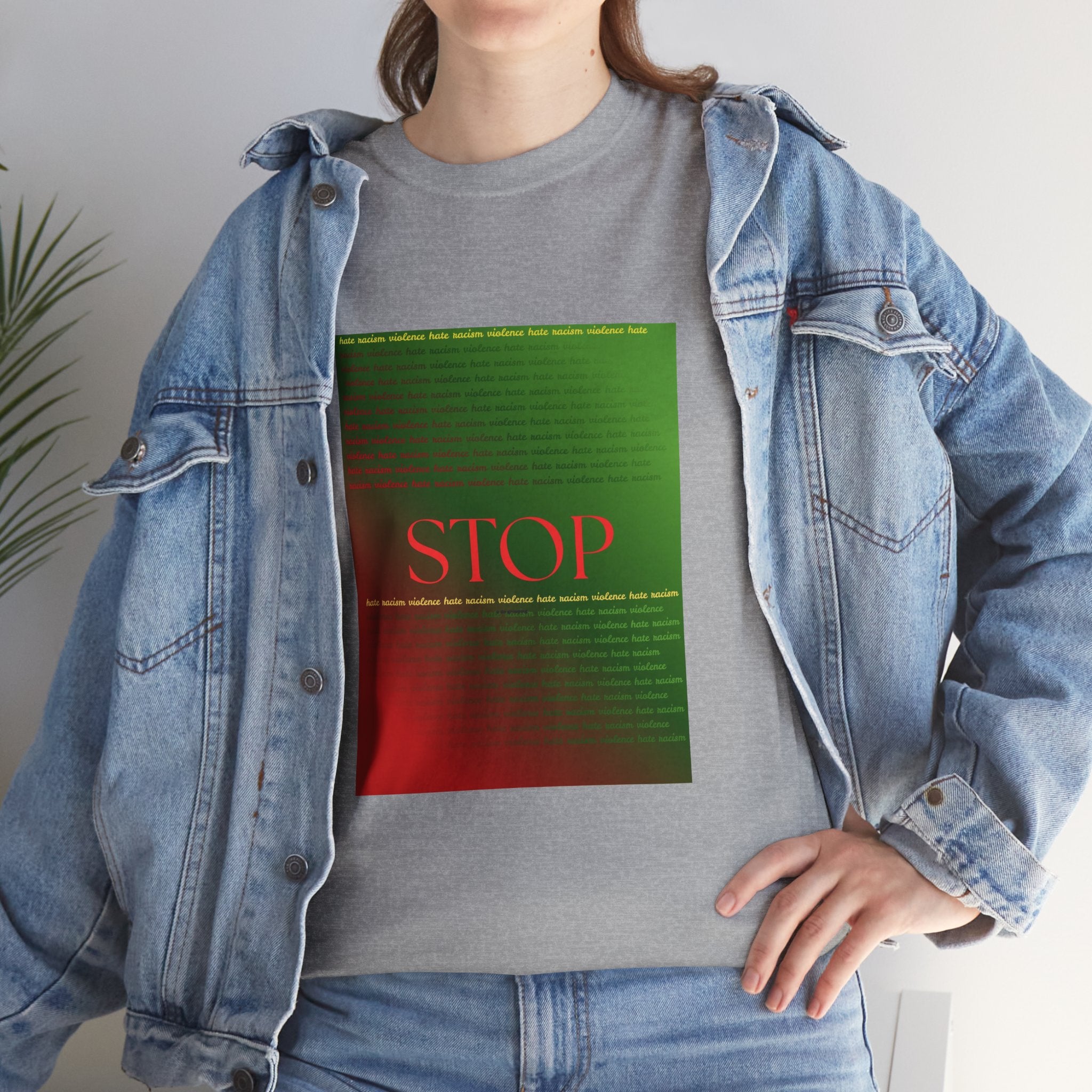 STOP Graphic Tee — Red & Green Gradient Statement T‑Shirt