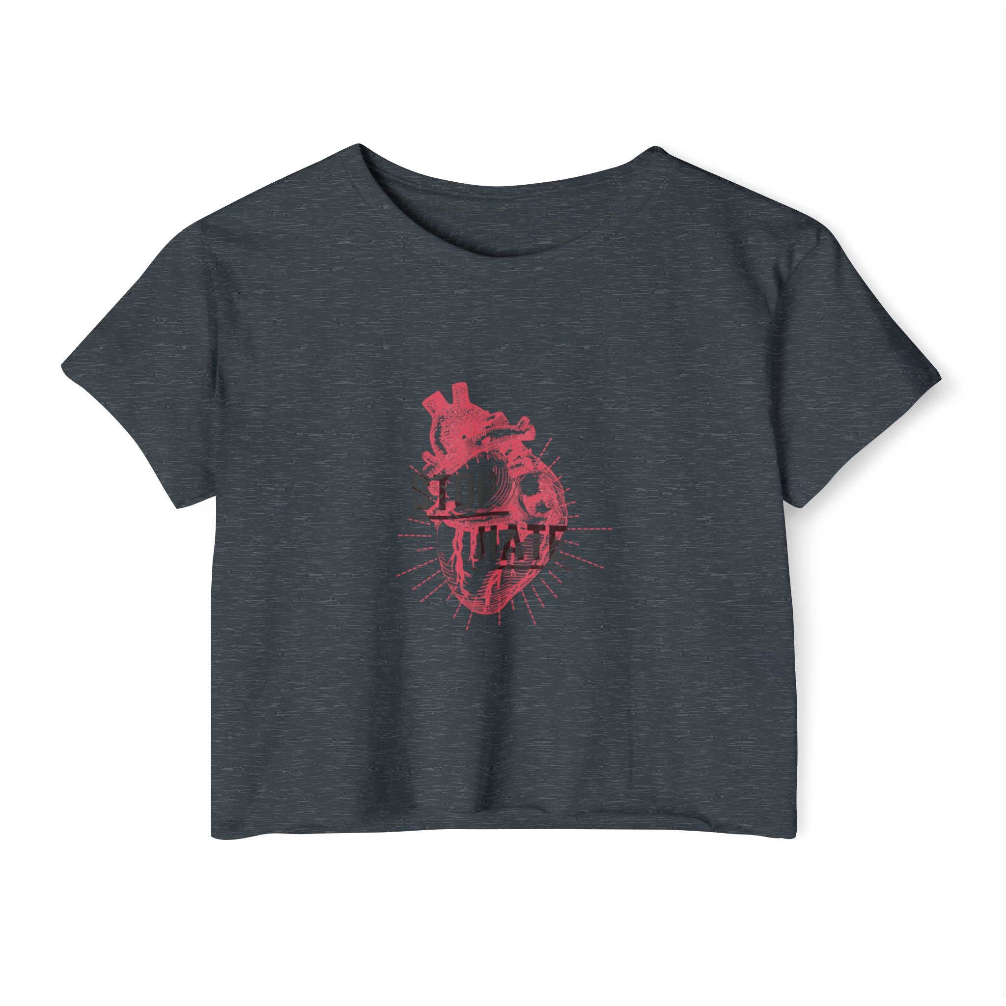 Stop Hate Heart Crop Top — Women's Festival Graphic Tee