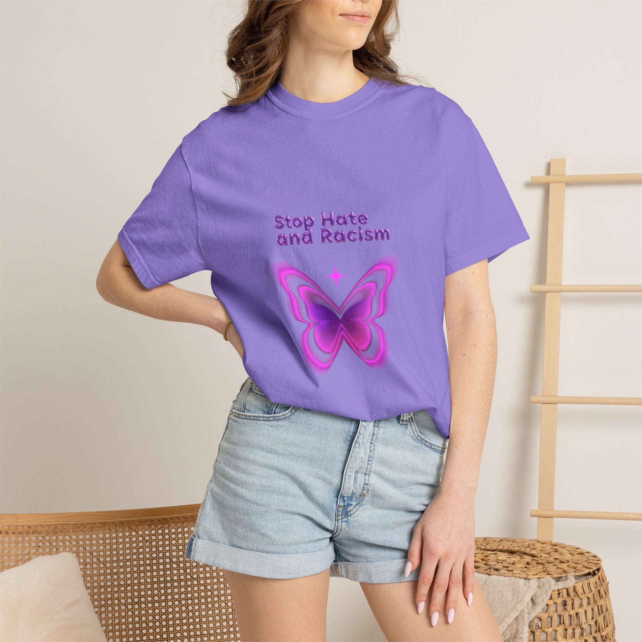 Stop Hate and Racism Butterfly T-Shirt