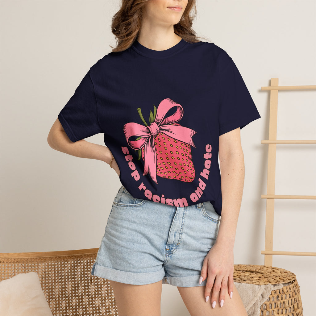 Stop Racism and Hate T-Shirt — Pink Strawberry Gift Graphic Tee