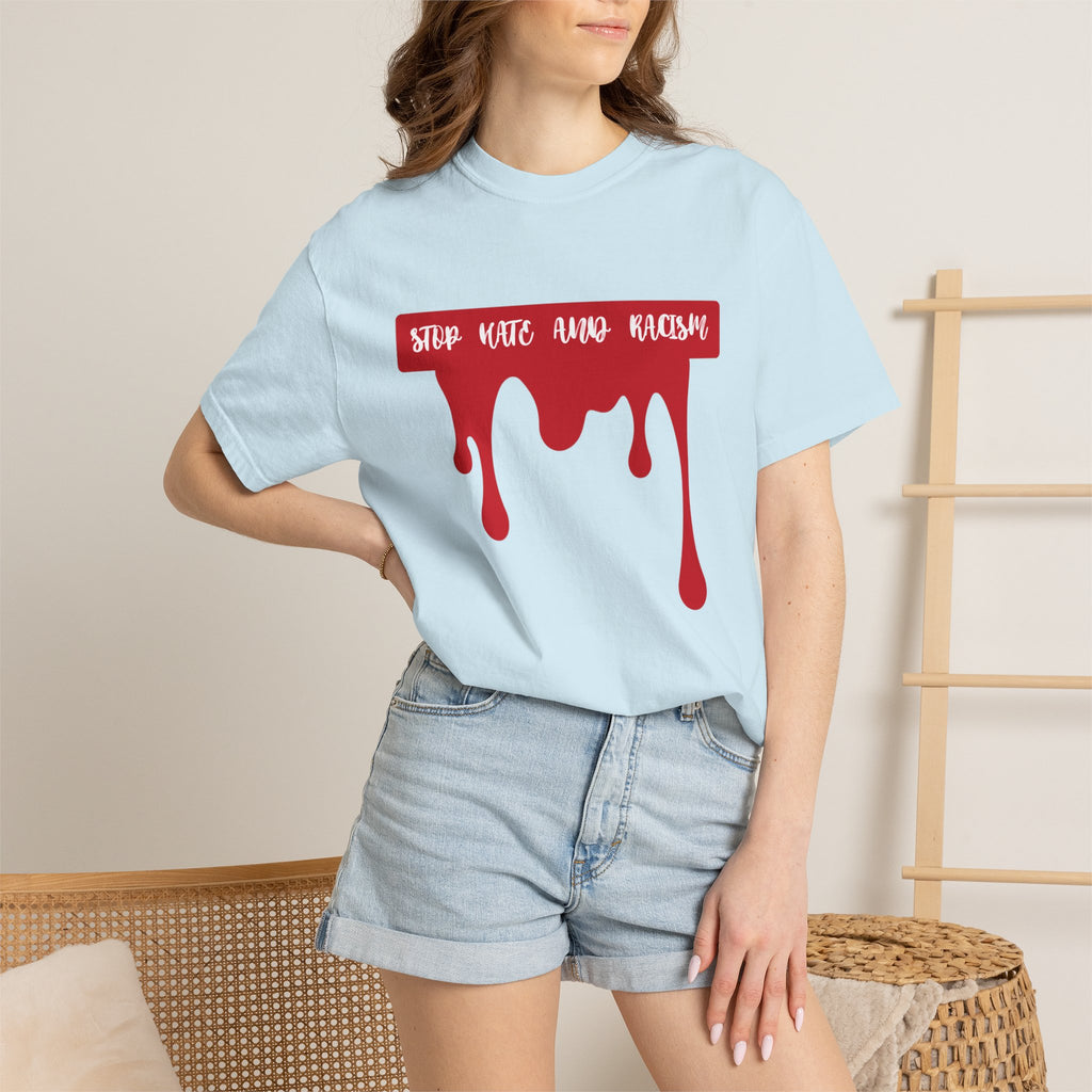T-Shirt “Stop Hate, End Racism” Dripping Blood Graphic Tee