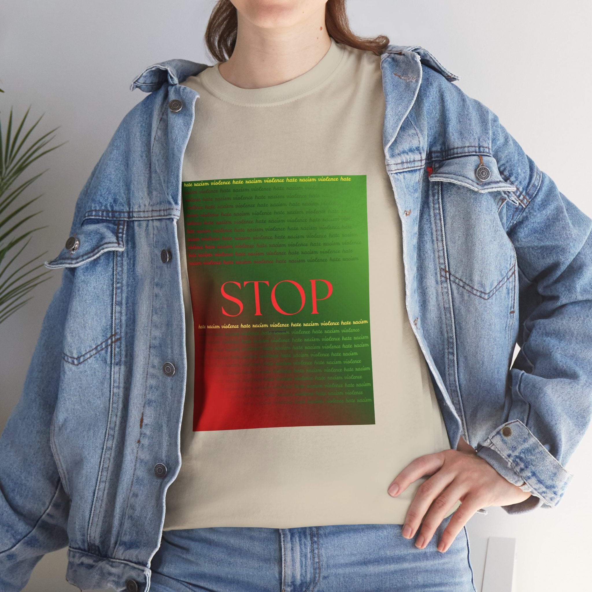 STOP Graphic Tee — Red & Green Gradient Statement T‑Shirt