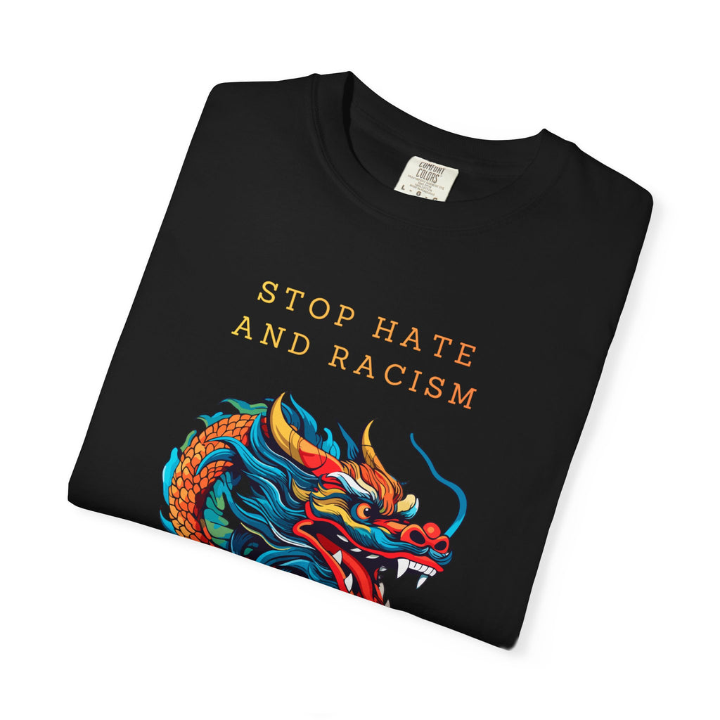 T-Shirt — 'Stop Hate and Racism, No Violence' Dragon Graphic Tee