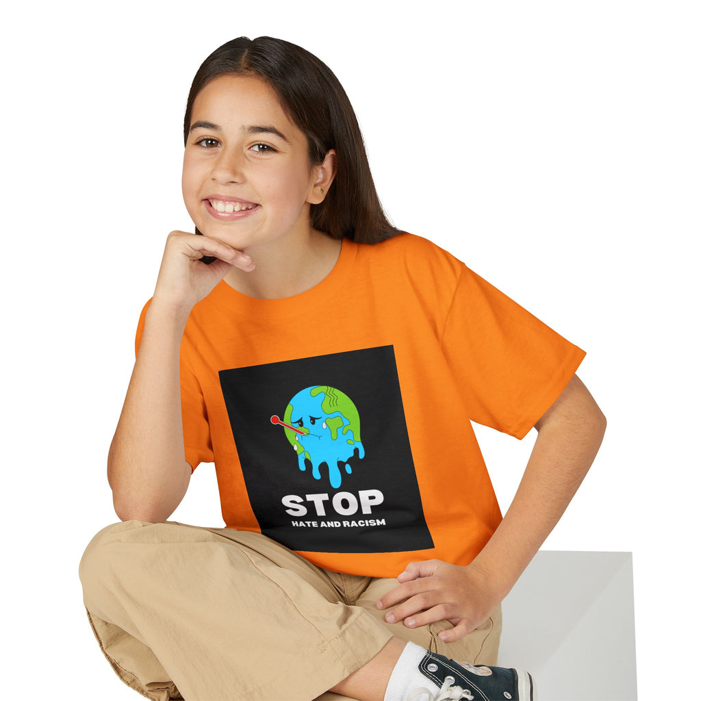 Youth T-Shirt — "STOP Hate and Racism" Earth Graphic Anti-Racism Tee