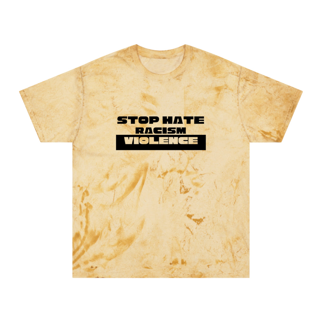 Tie-Dye T-Shirt — "Stop Hate Racism Violence" Graphic Tee