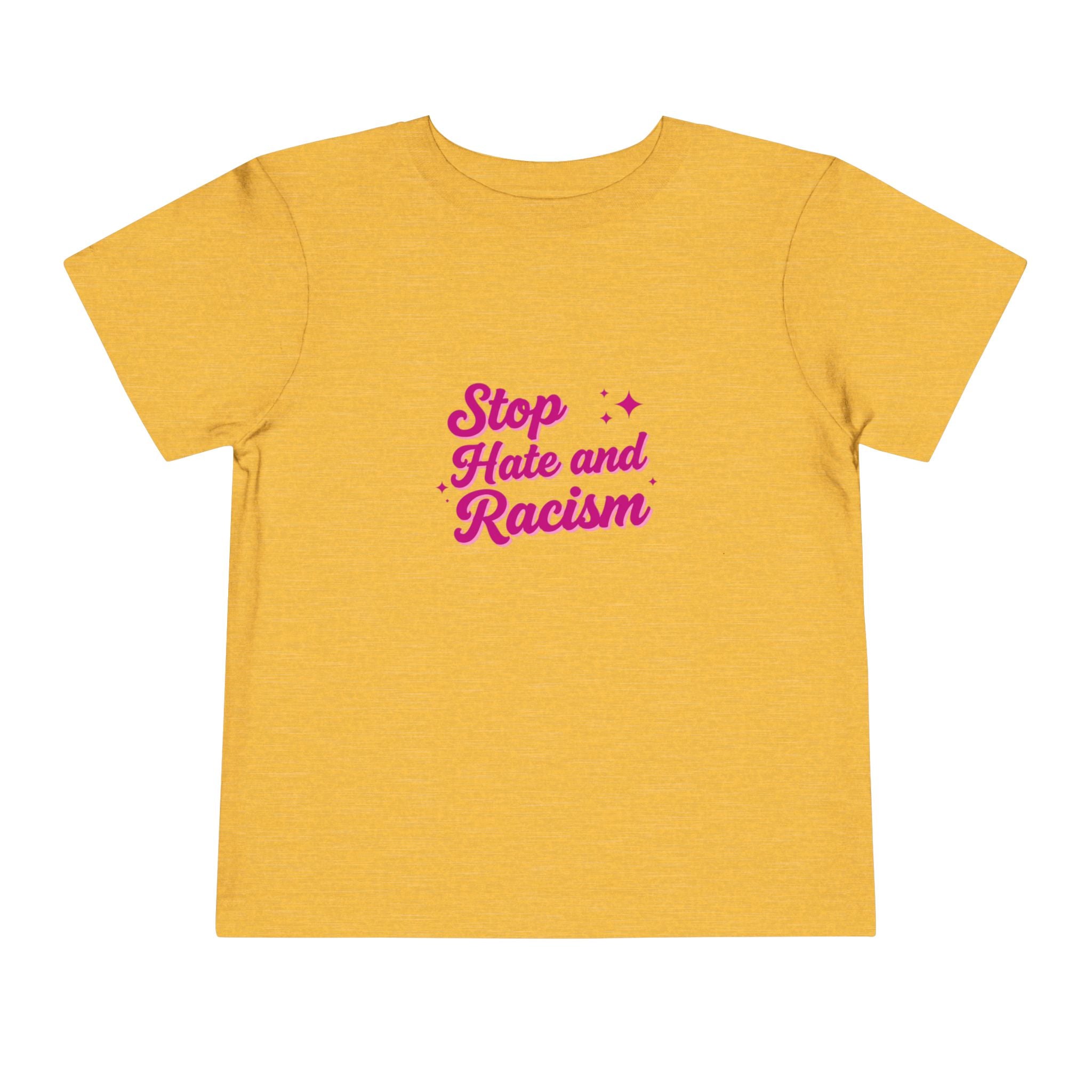 Toddler Tee "Stop Hate and Racism" — Pink Social Justice Kids Shirt
