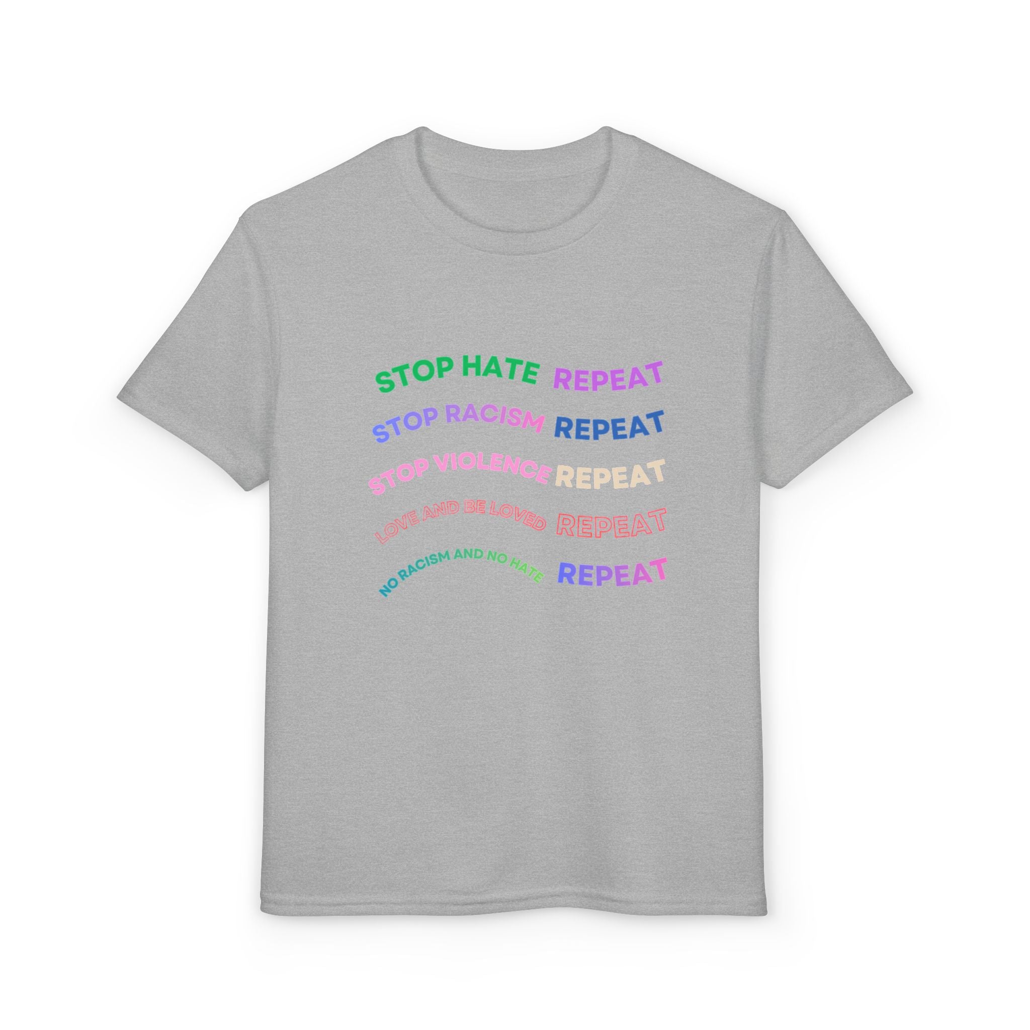 Youth T‑Shirt — "Stop Hate Repeat" Rainbow Anti-Bullying Tee