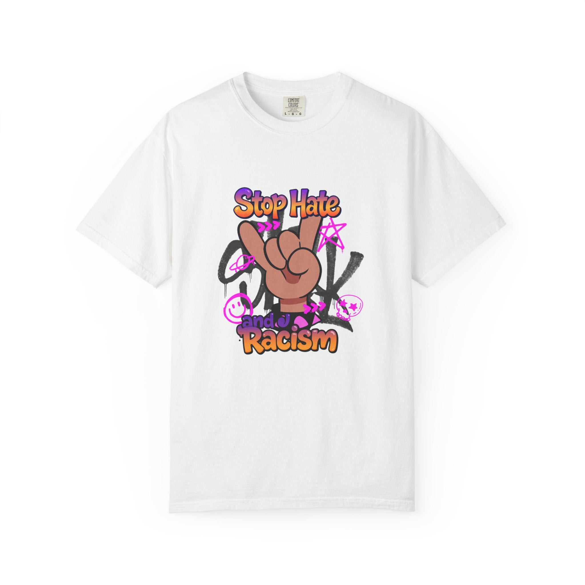Stop Hate and Racism Graphic T-Shirt – Anti-Racism Solidarity Tee