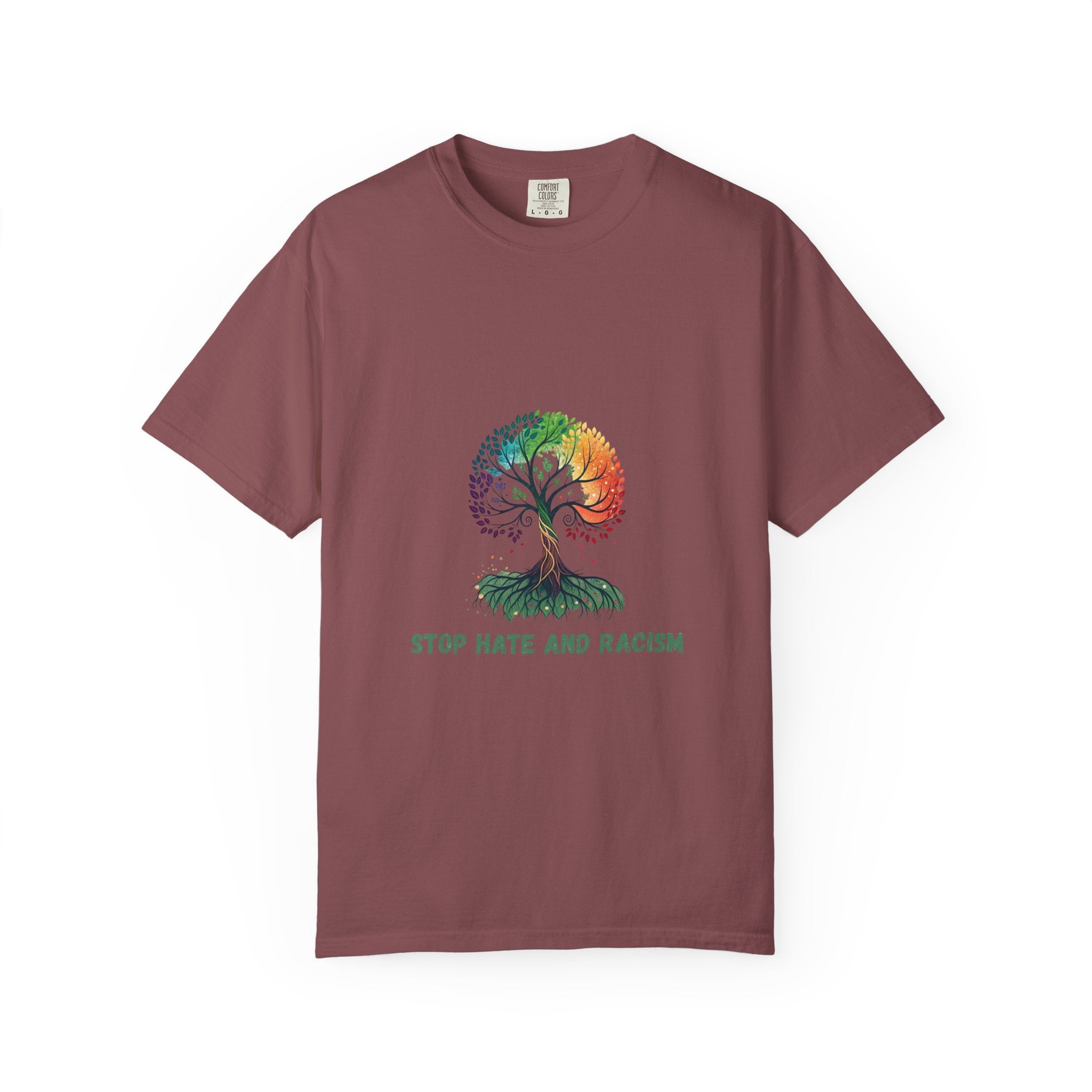 Stop Hate and Racism Tree T-Shirt — Rainbow Unity Tee