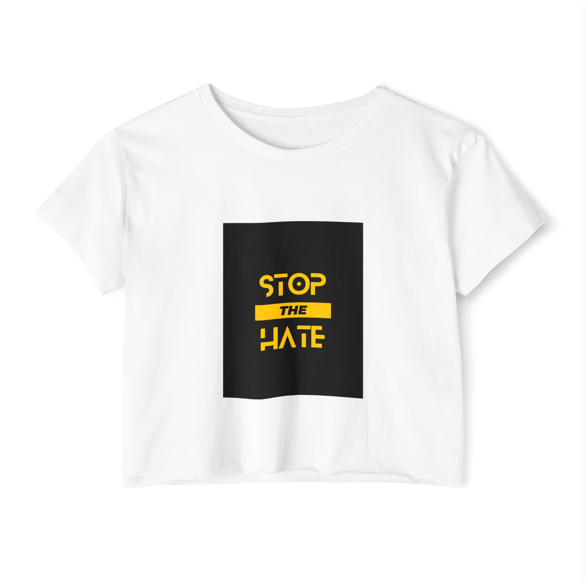 Stop the Hate Crop Top — Women's Festival Anti-Hate Graphic Tee