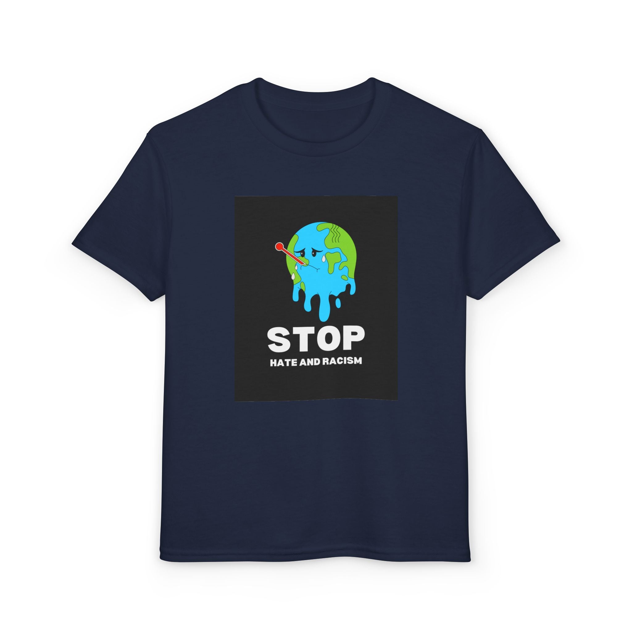 Youth T-Shirt — "STOP Hate and Racism" Earth Graphic Anti-Racism Tee