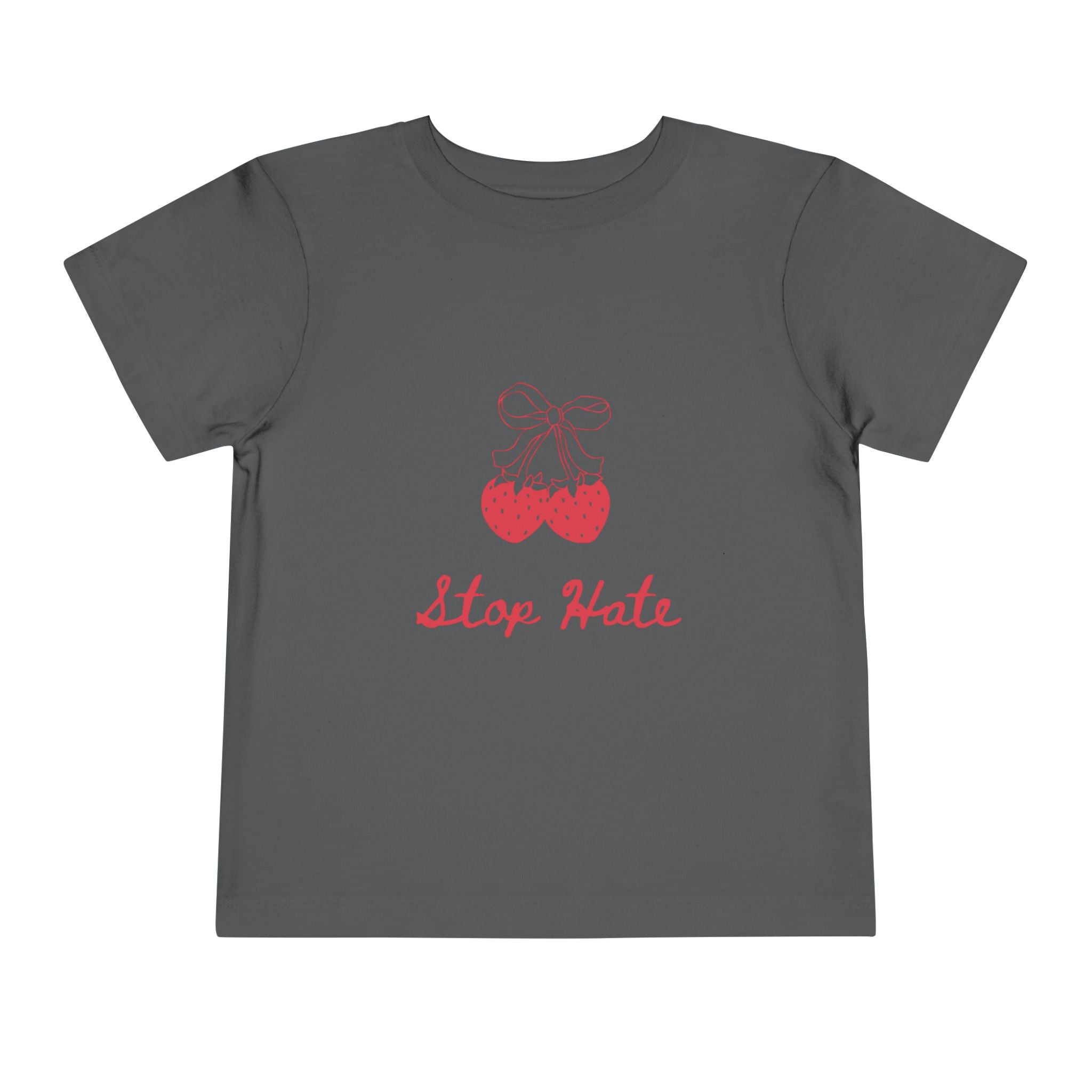 Stop Hate Toddler Tee — Cute Strawberry Heart Graphic Kids Shirt