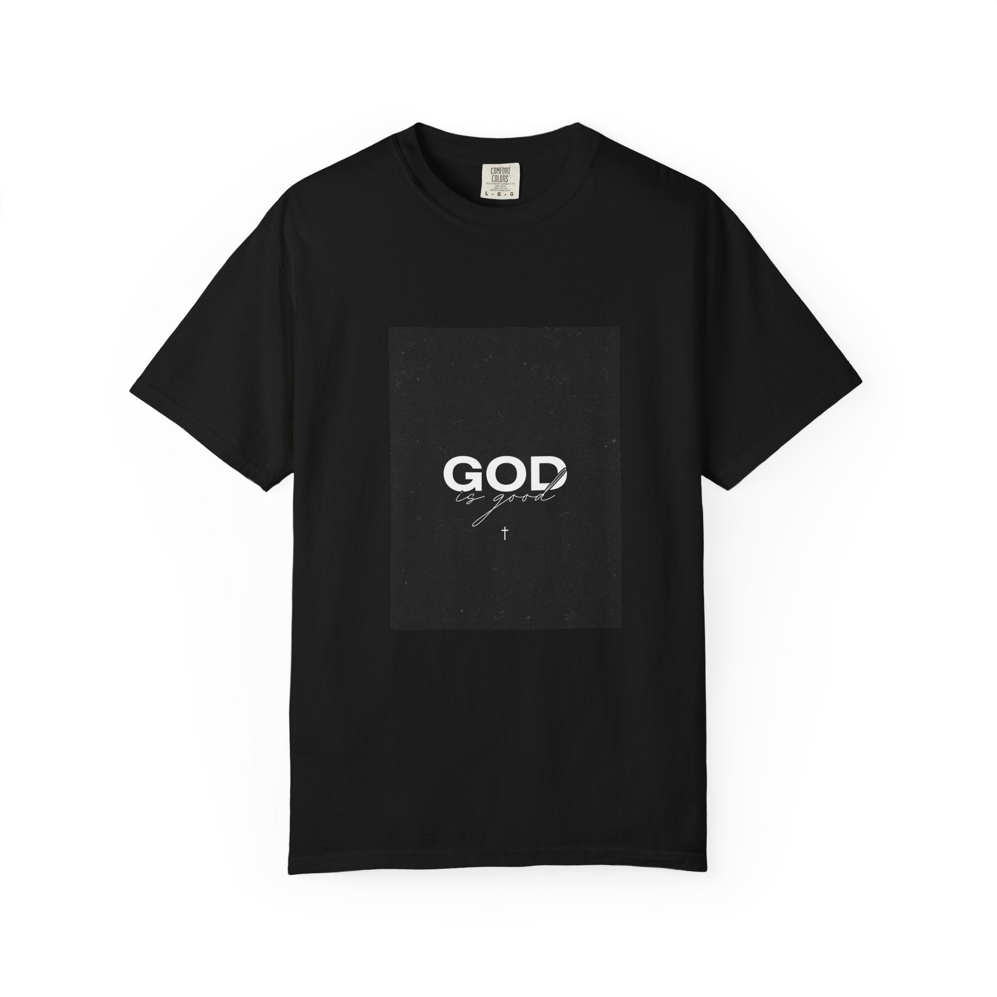 God Typography T-Shirt — Minimal Black Square Graphic Tee