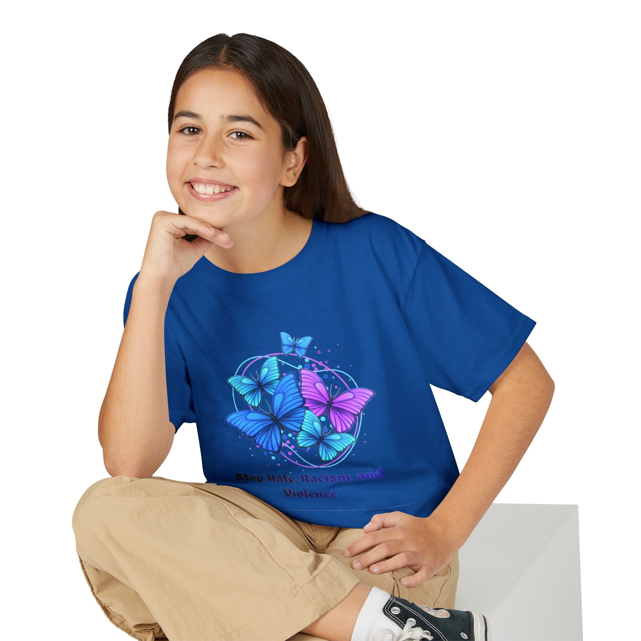 Youth Butterfly Awareness T-Shirt — "Stop Hate, Harassment, and Violence"