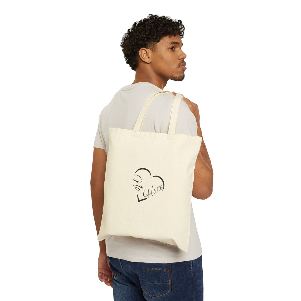 Canvas Tote Bag – "No Hate" Heart Graphic Eco Shopper