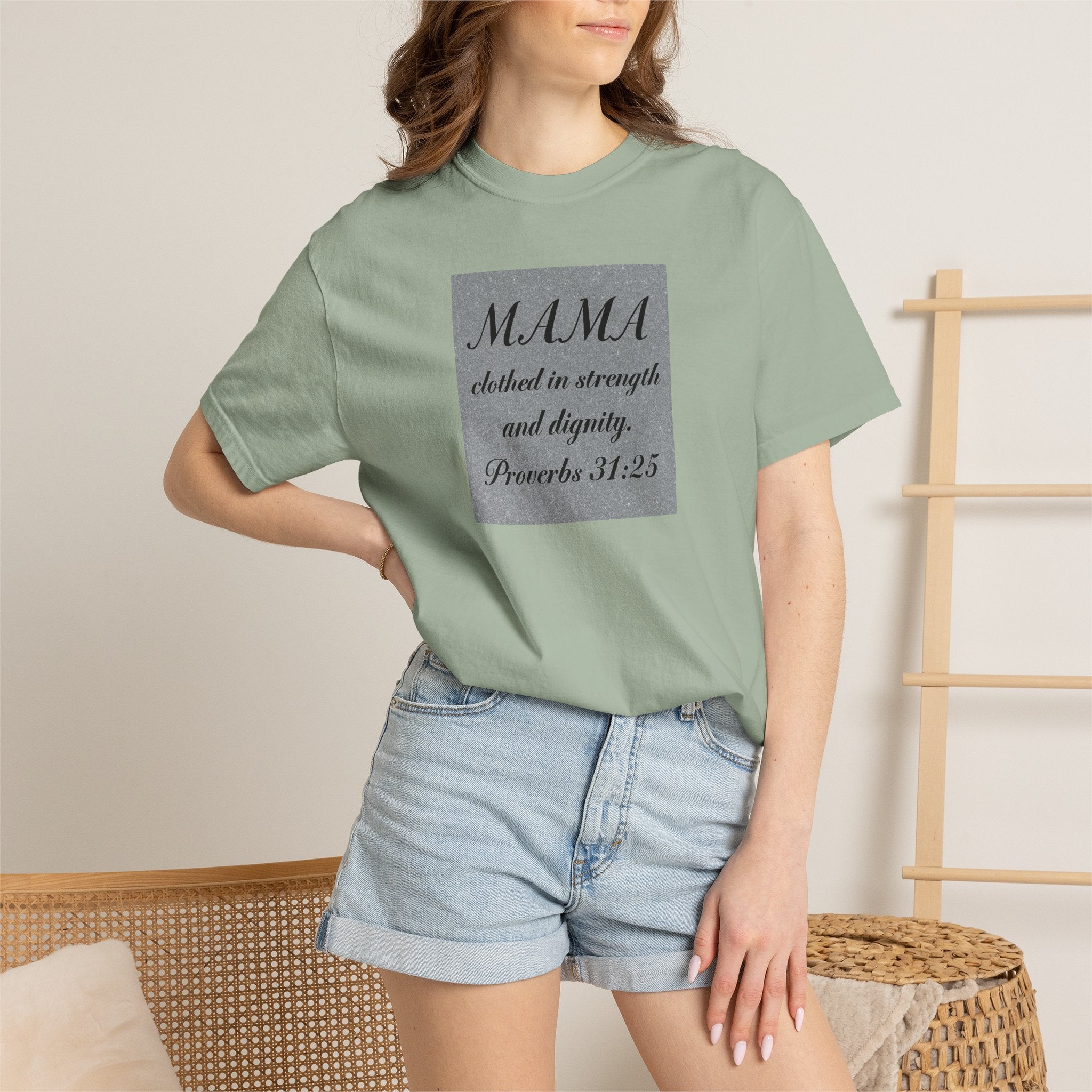 Mama Proverbs 31:25 T-Shirt — 'Clothed in Strength and Dignity' Christian Mom Tee