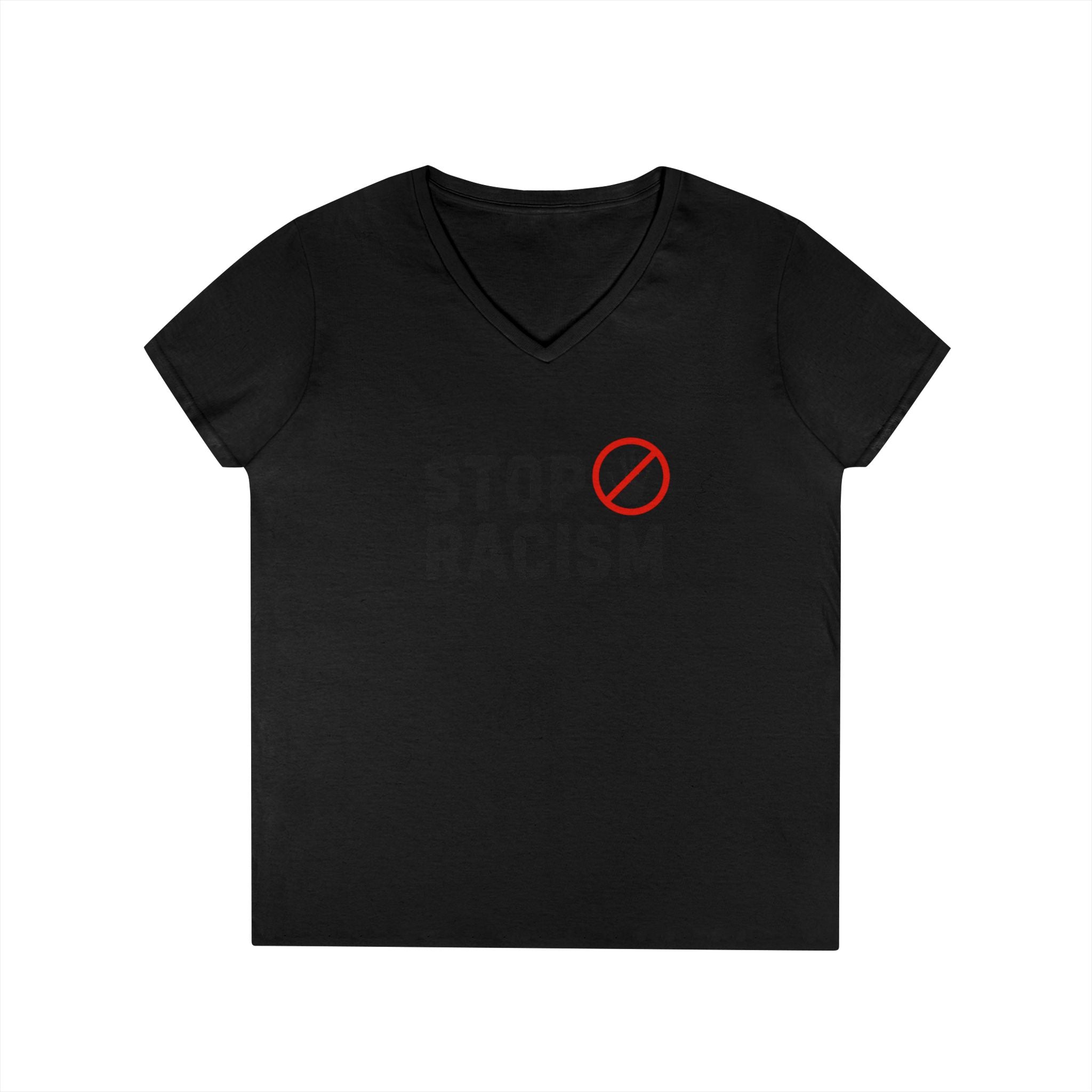 Stop Racism V-Neck T-Shirt — Anti-Racism Message Tee