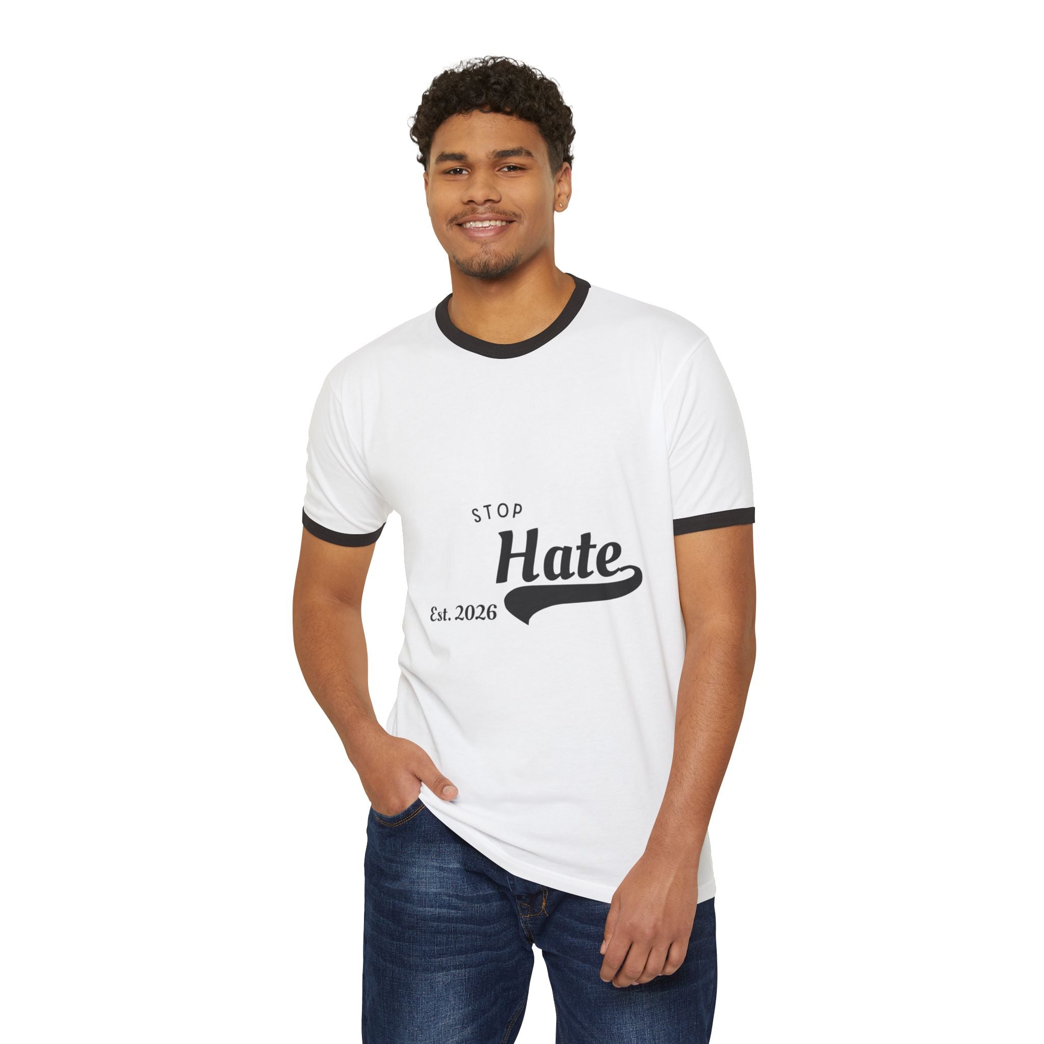 Stop Hate Ringer T-Shirt — Vintage Est. 2026 Anti-Hate Tee