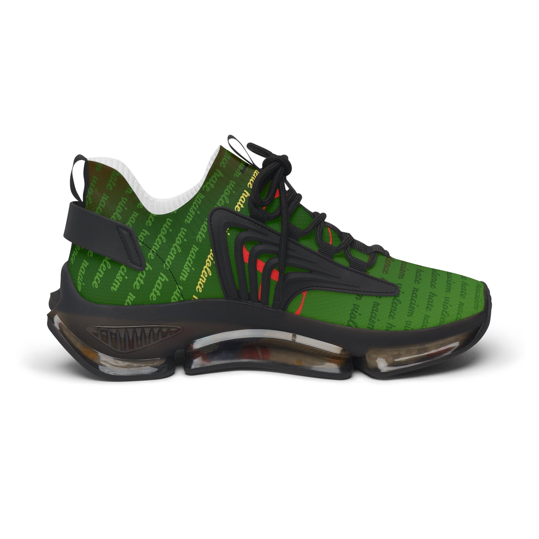 Mesh Sneakers — Green Patterned Women's Athletic Shoes