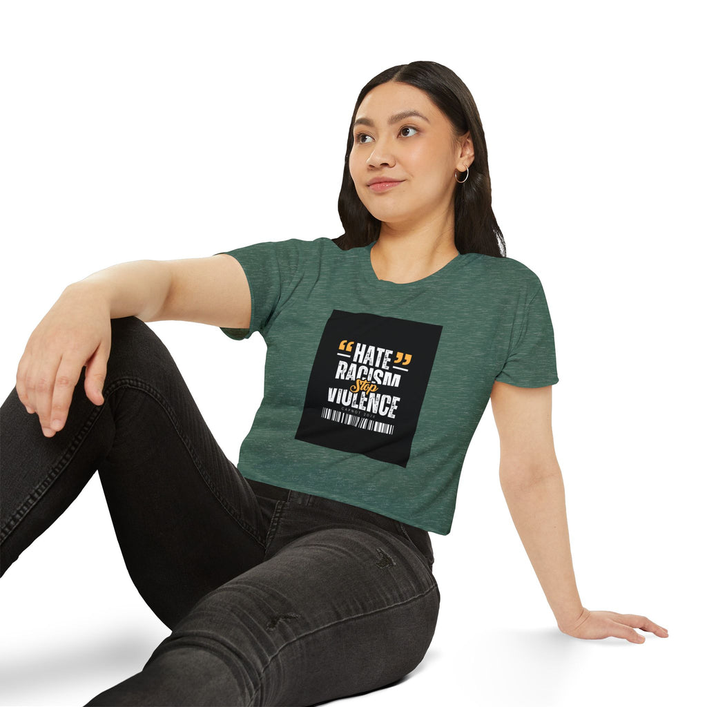 Festival Crop Top — "Hate Racism Stop Violence" Graphic Tee