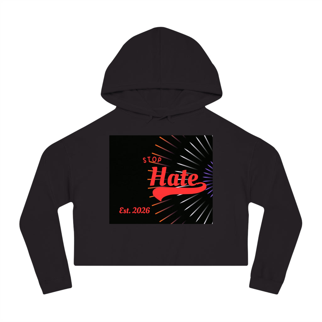 Cropped Hoodie — 'Stop Hate' Graphic Crop Top (Est. 2026)