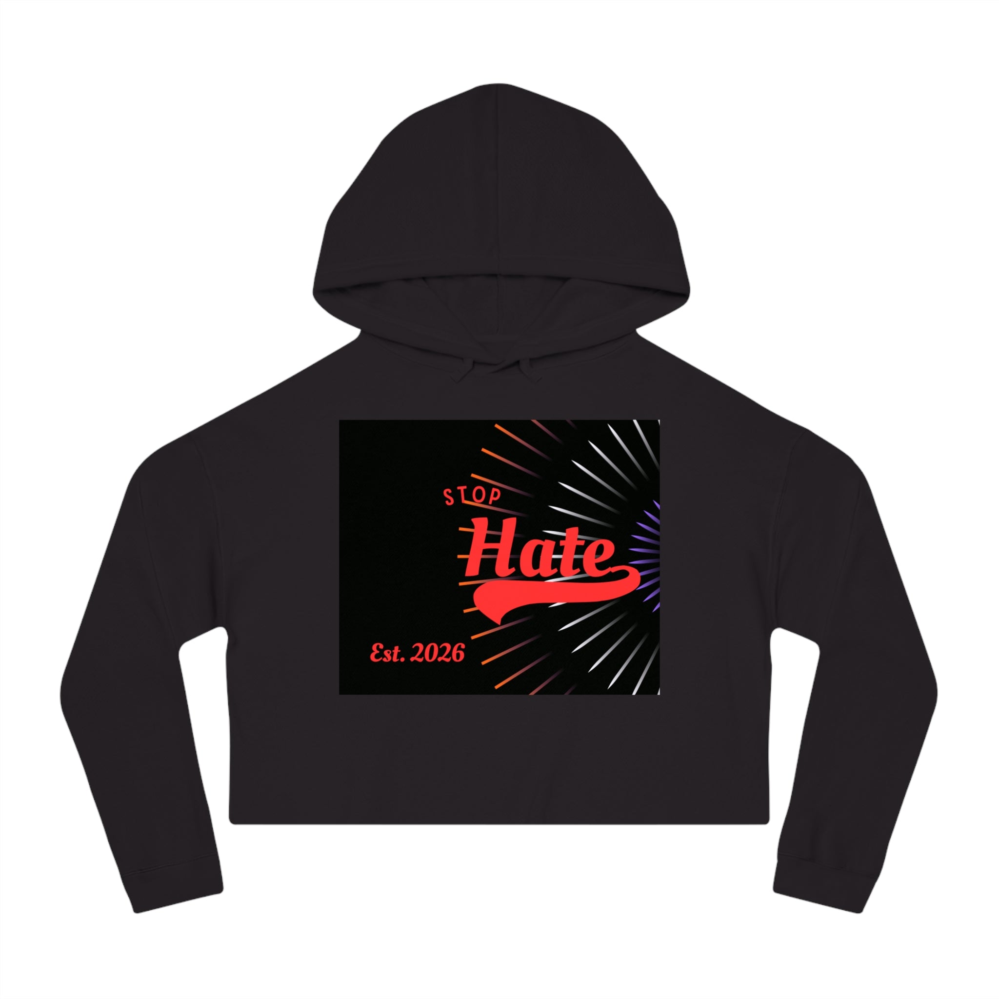 Cropped Hoodie — 'Stop Hate' Graphic Crop Top (Est. 2026)