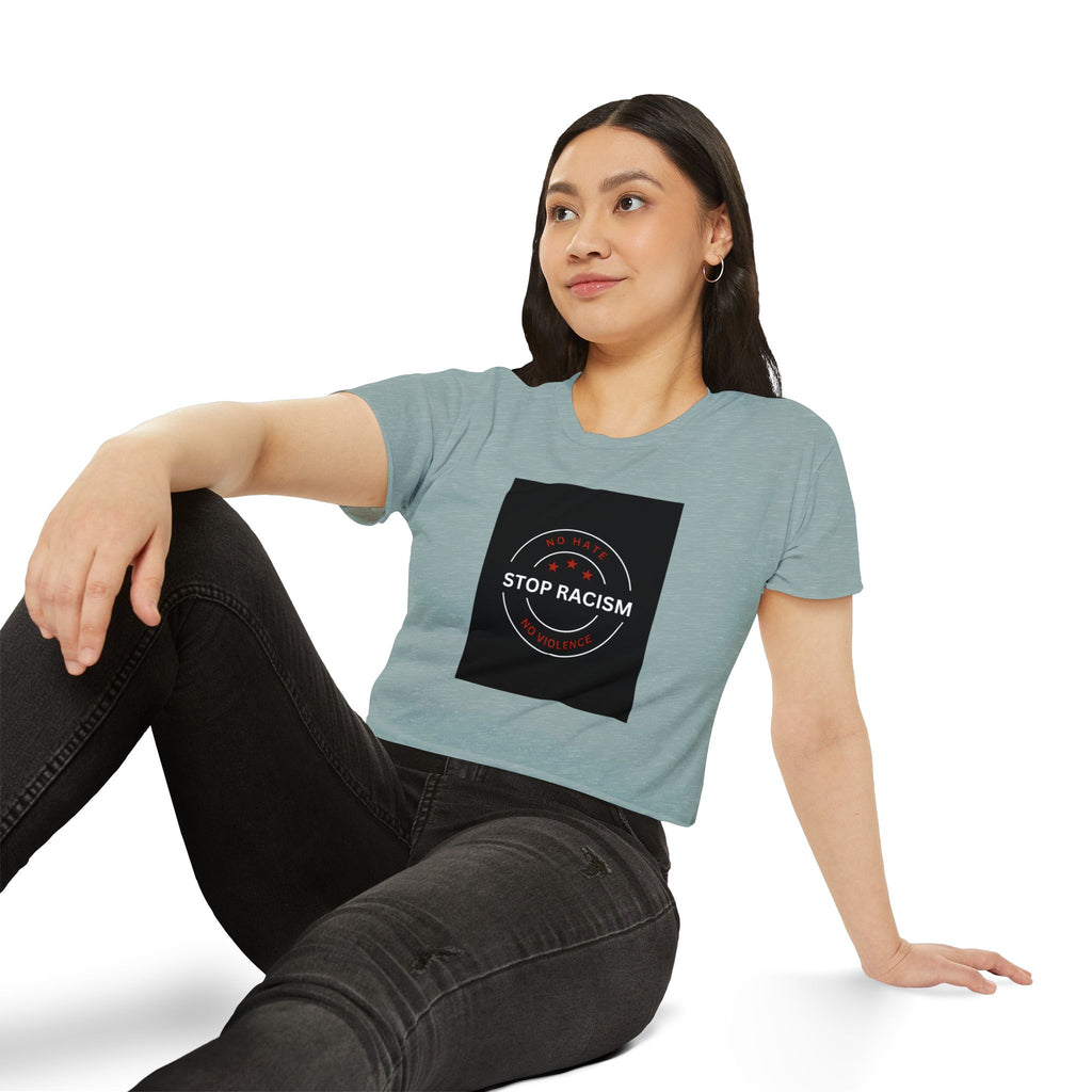Stop Racism Crop Top — Anti-Racism Statement Women's Festival Tee