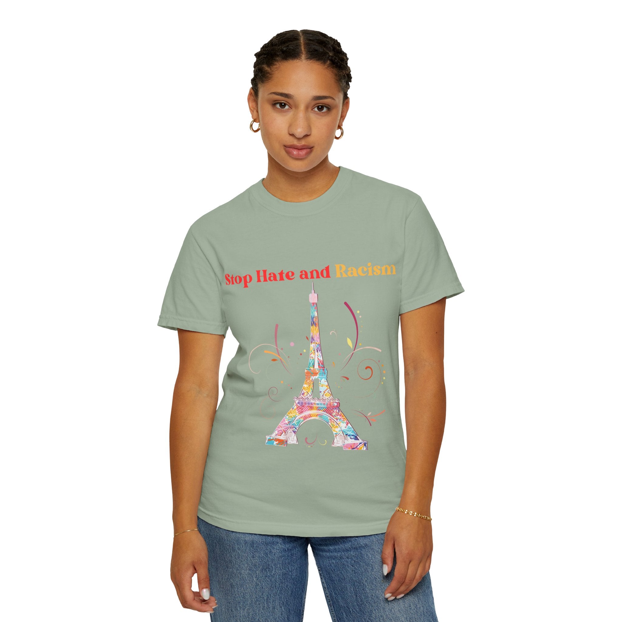 Stop Hate and Racism Eiffel Tower T-Shirt