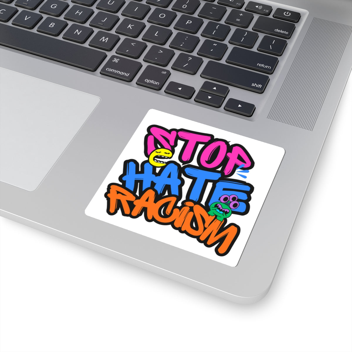 Stop Hate Racism Sticker — Colorful Graffiti Anti-Racism Kiss-Cut Decal