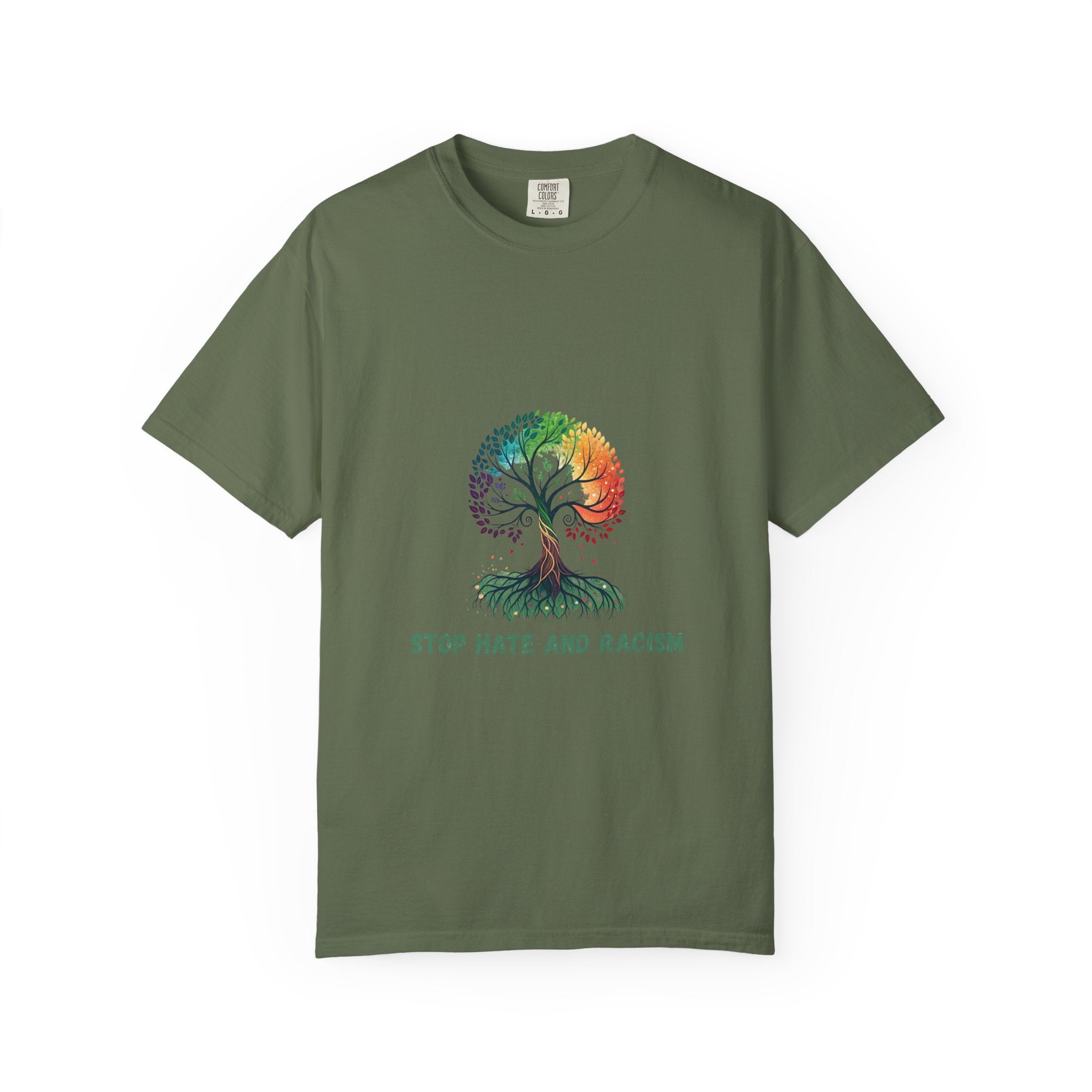 Stop Hate and Racism Tree T-Shirt — Rainbow Unity Tee