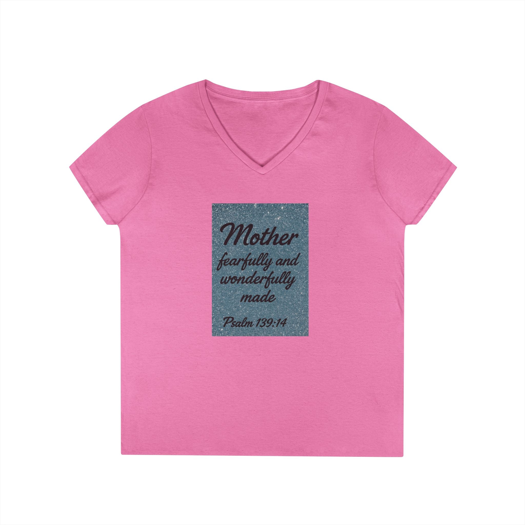 Mother 'Fearfully and Wonderfully Made' V‑Neck Tee — Psalm 139:14 Christian Mom Shirt