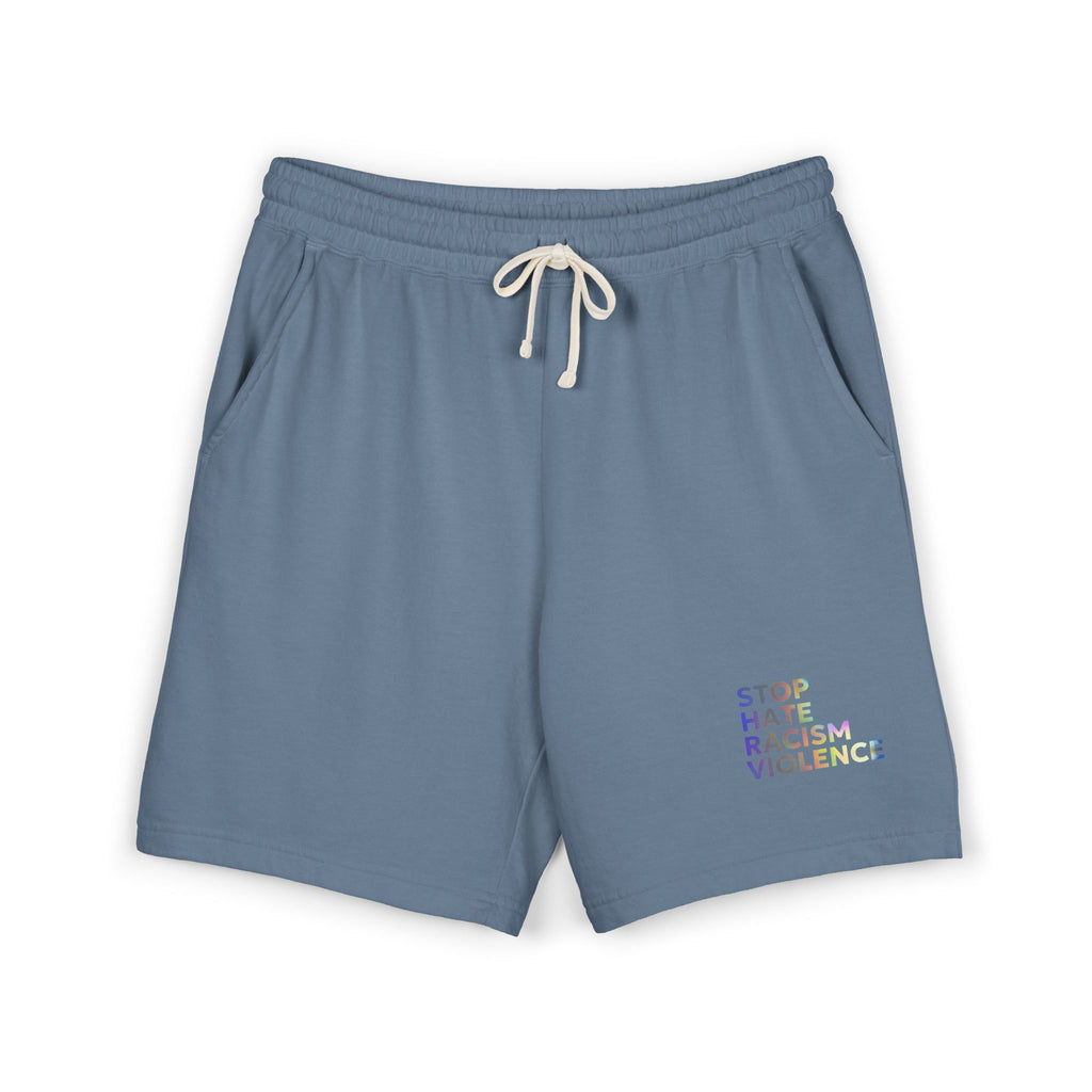 Stop Hate Shorts — Lightweight Fleece Sweat Shorts with "Stop Hate Racism and Violence" Print