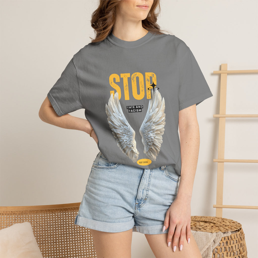 Angel Wings "STOP" Graphic T‑Shirt