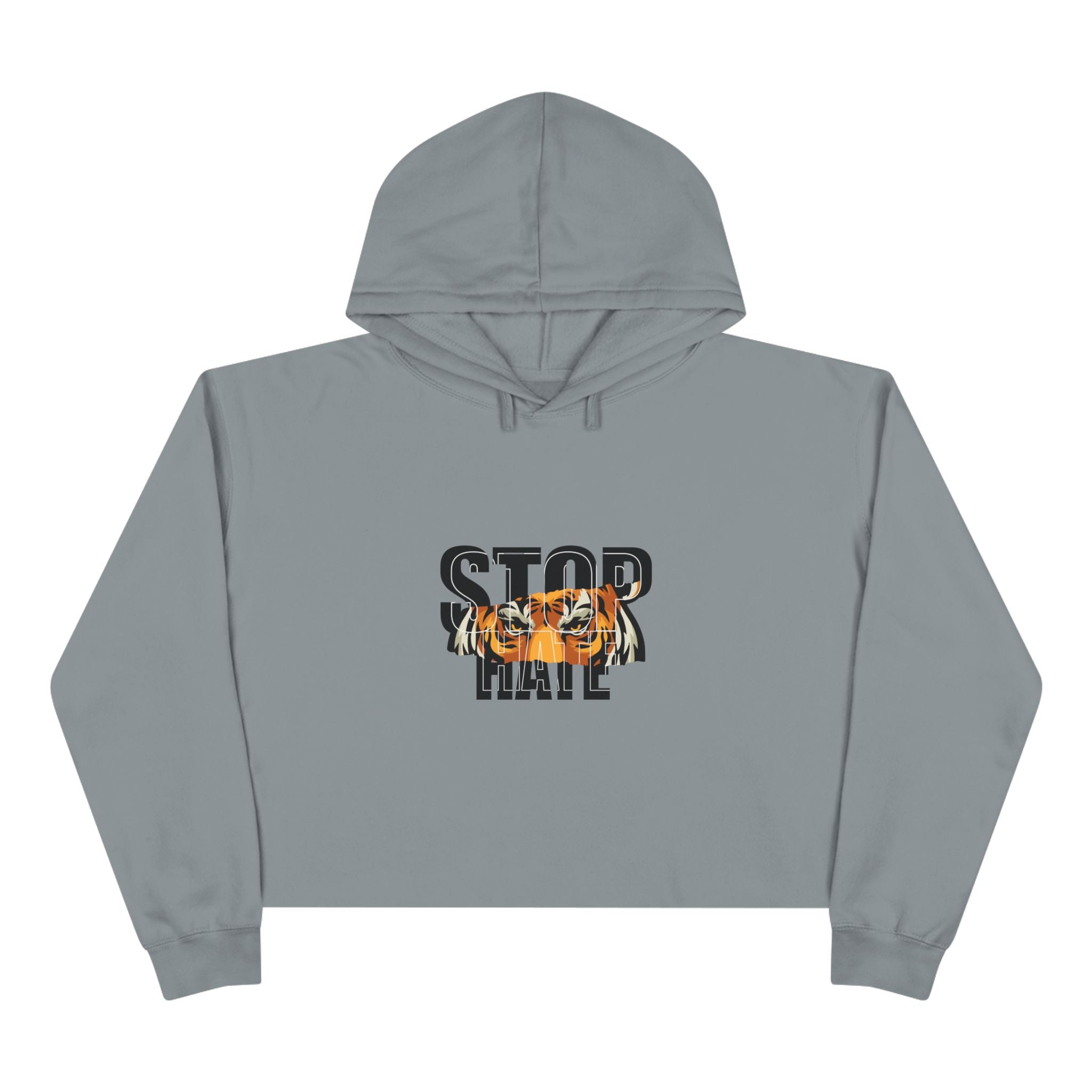 Stop Hate Crop Hoodie – Tiger Graphic Anti-Hate Streetwear